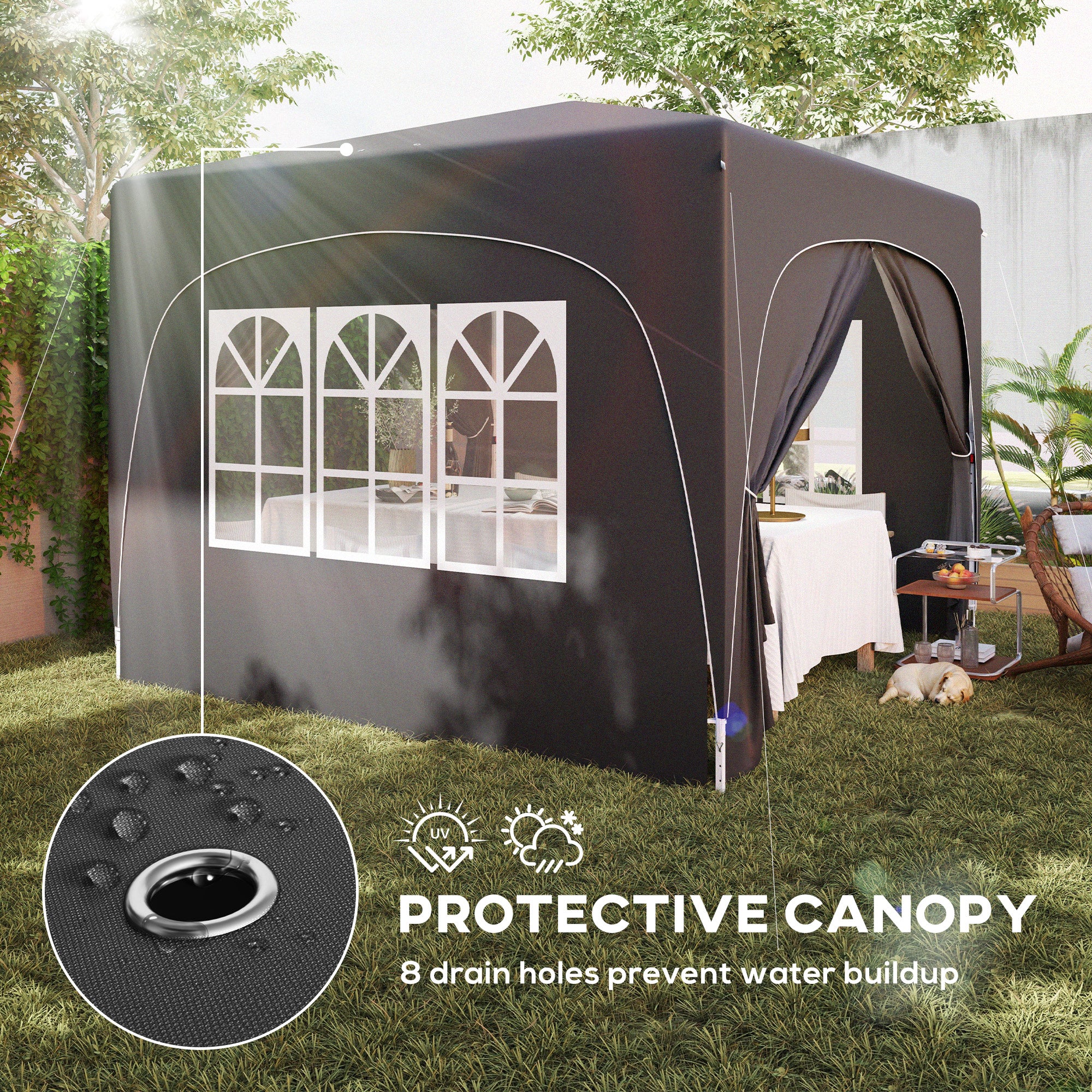 Outsunny 3 X 3(m) UPF50+ Pop Up Gazebo With Sides And Carry Bag - Image 6