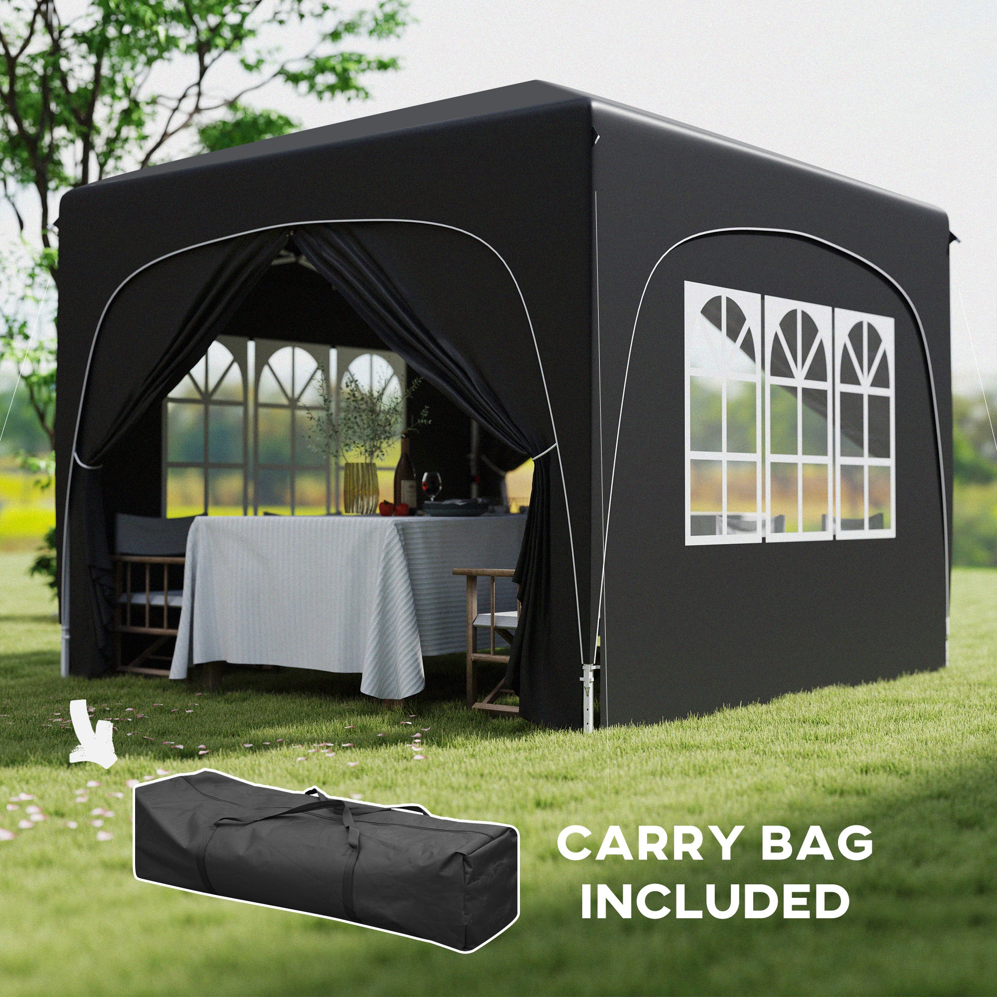 Outsunny 3 X 3(m) UPF50+ Pop Up Gazebo With Sides And Carry Bag - Image 7