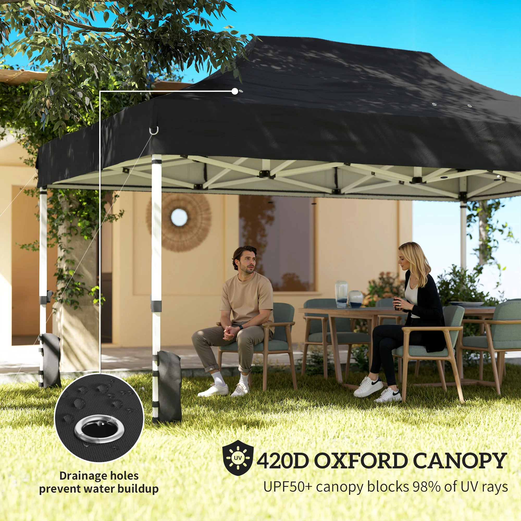 Outsunny 3 x 4.5 m Pop Up Gazebo with Mesh, Heavy Duty Party Tent Marquee - Image 5