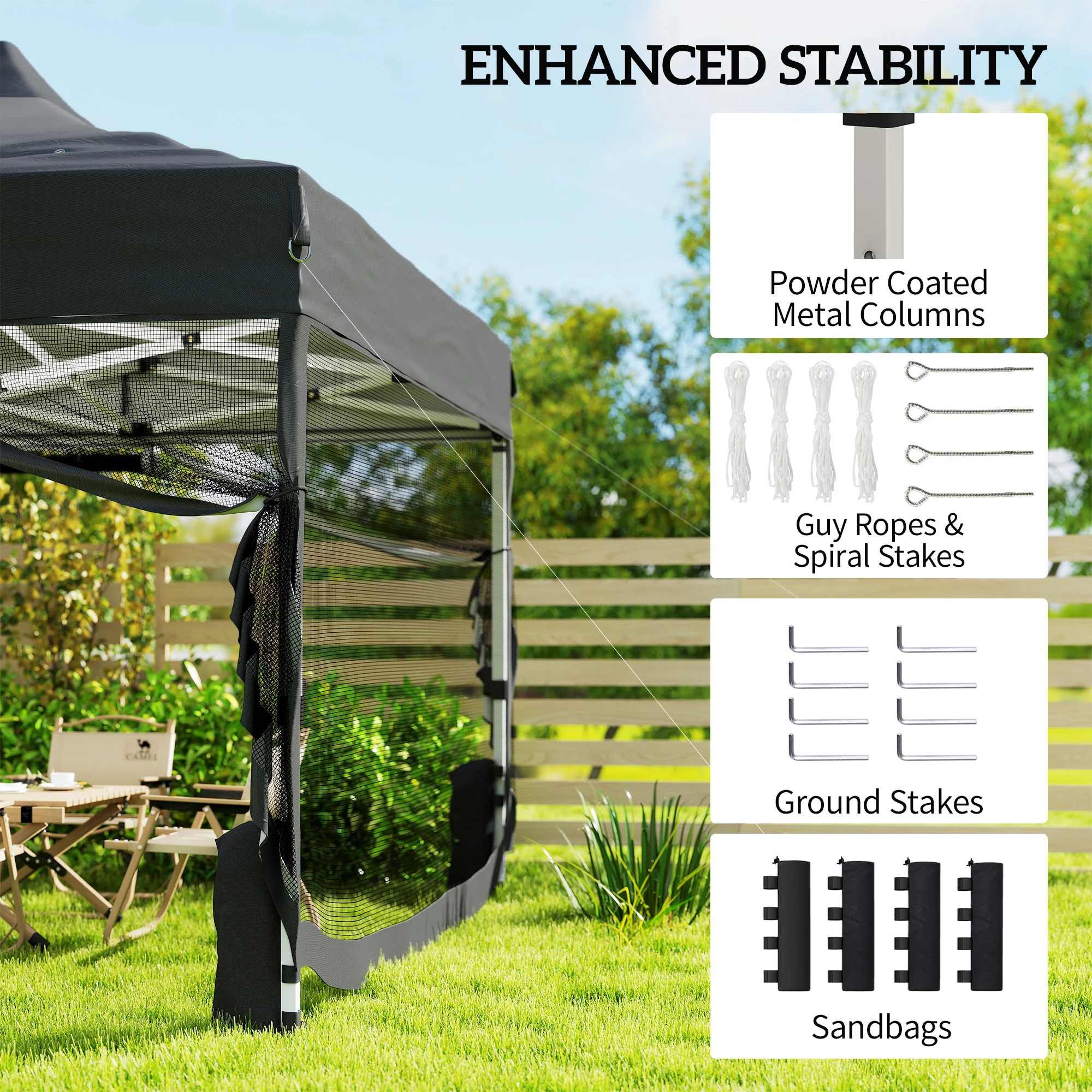 Outsunny 3 x 4.5 m Pop Up Gazebo with Mesh, Heavy Duty Party Tent Marquee - Image 7
