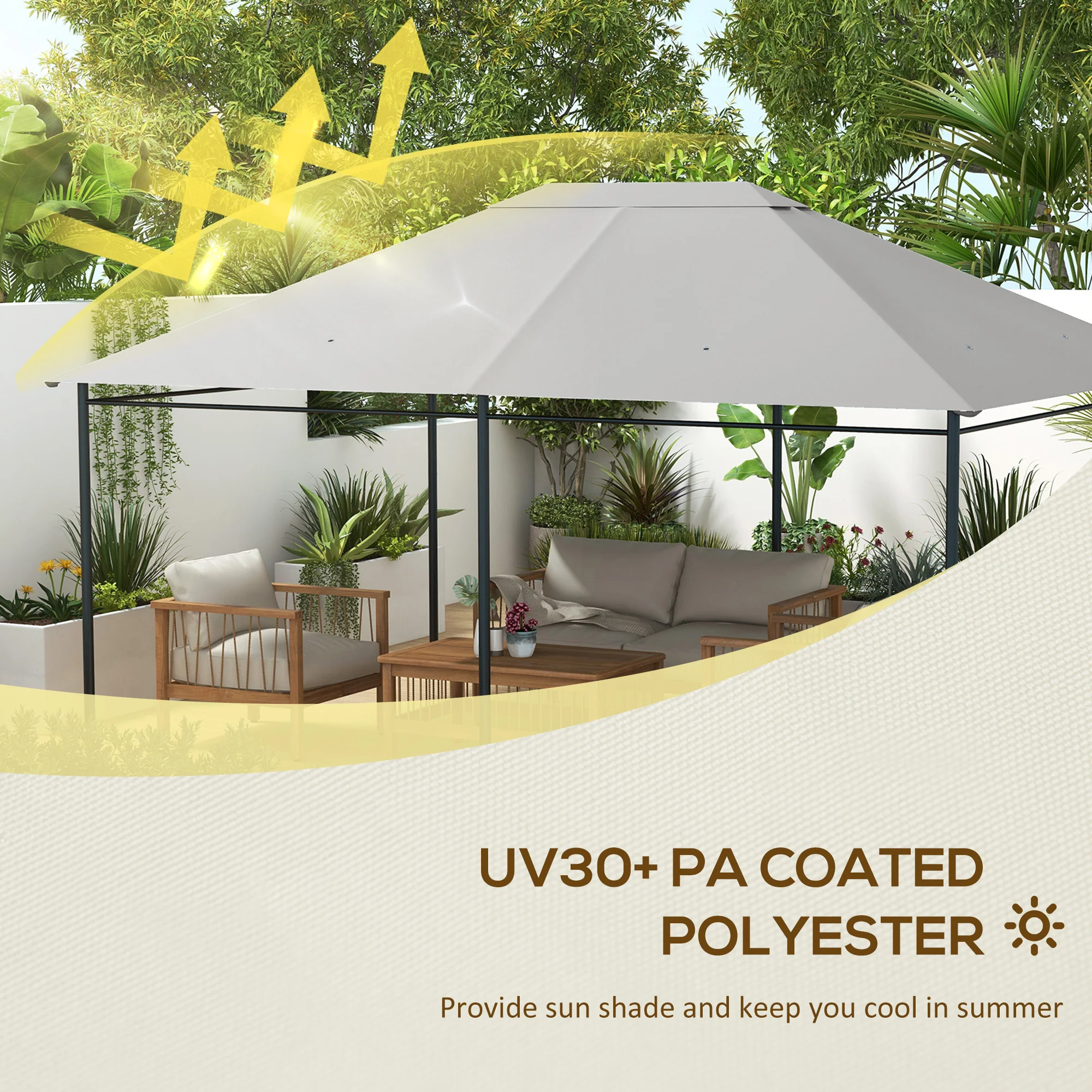 Outsunny 3 X 4m Gazebo Canopy Replacement Gazebo Roof Cover - Grey - Image 3
