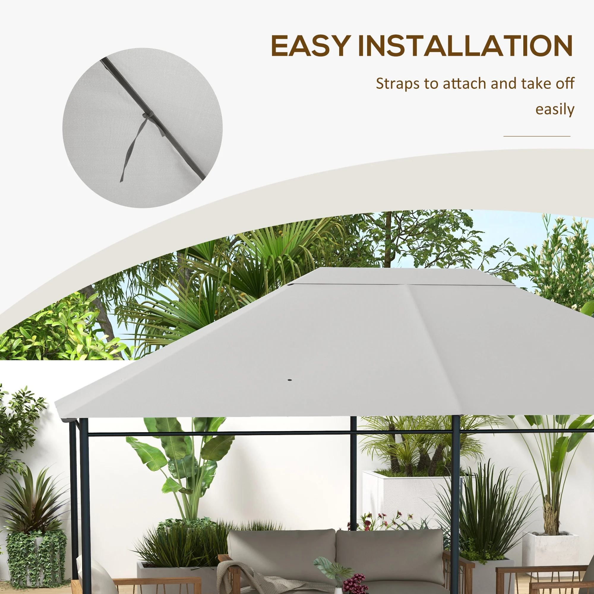 Outsunny 3 X 4m Gazebo Canopy Replacement Gazebo Roof Cover - Grey - Image 6