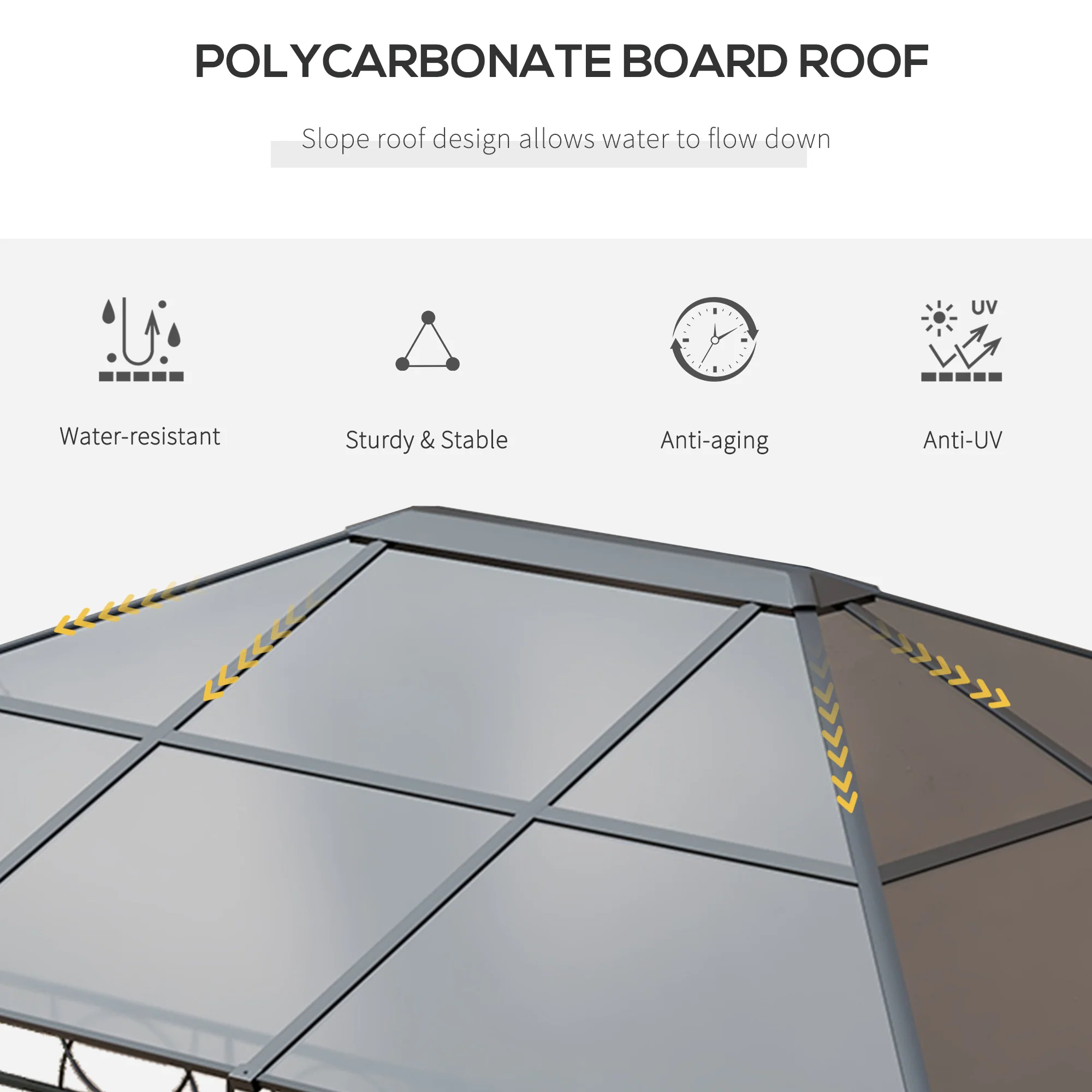 Outsunny 3 x 4m Hardtop Gazebo for Garden Party w/ Polycarbonate Curtains - Image 3
