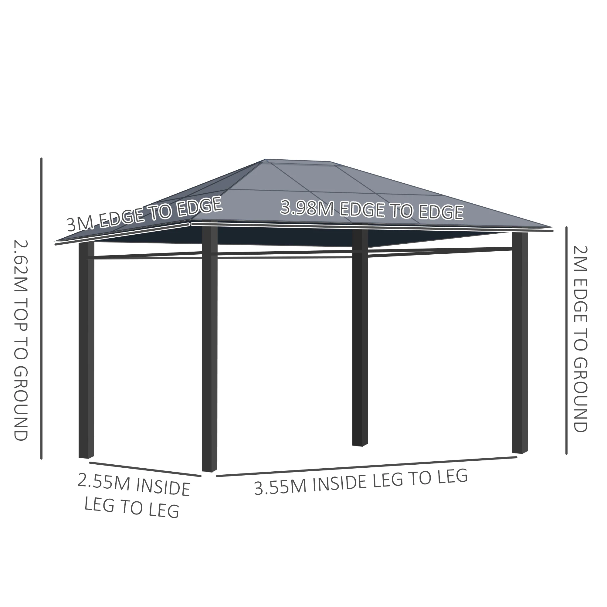 Outsunny 3 x 4m Hardtop Gazebo for Garden Party w/ Polycarbonate Curtains - Image 5