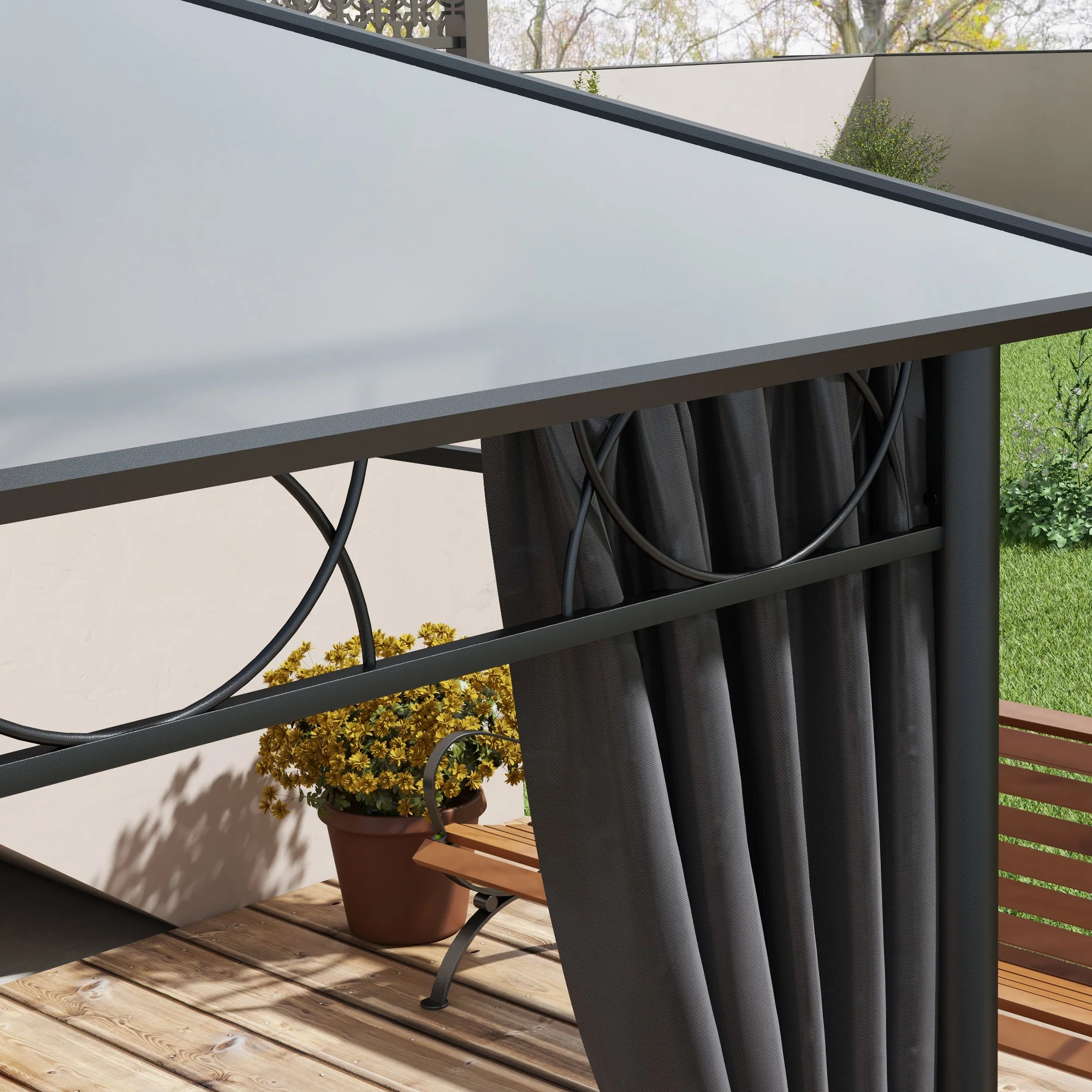 Outsunny 3 x 4m Hardtop Gazebo for Garden Party w/ Polycarbonate Curtains - Image 8