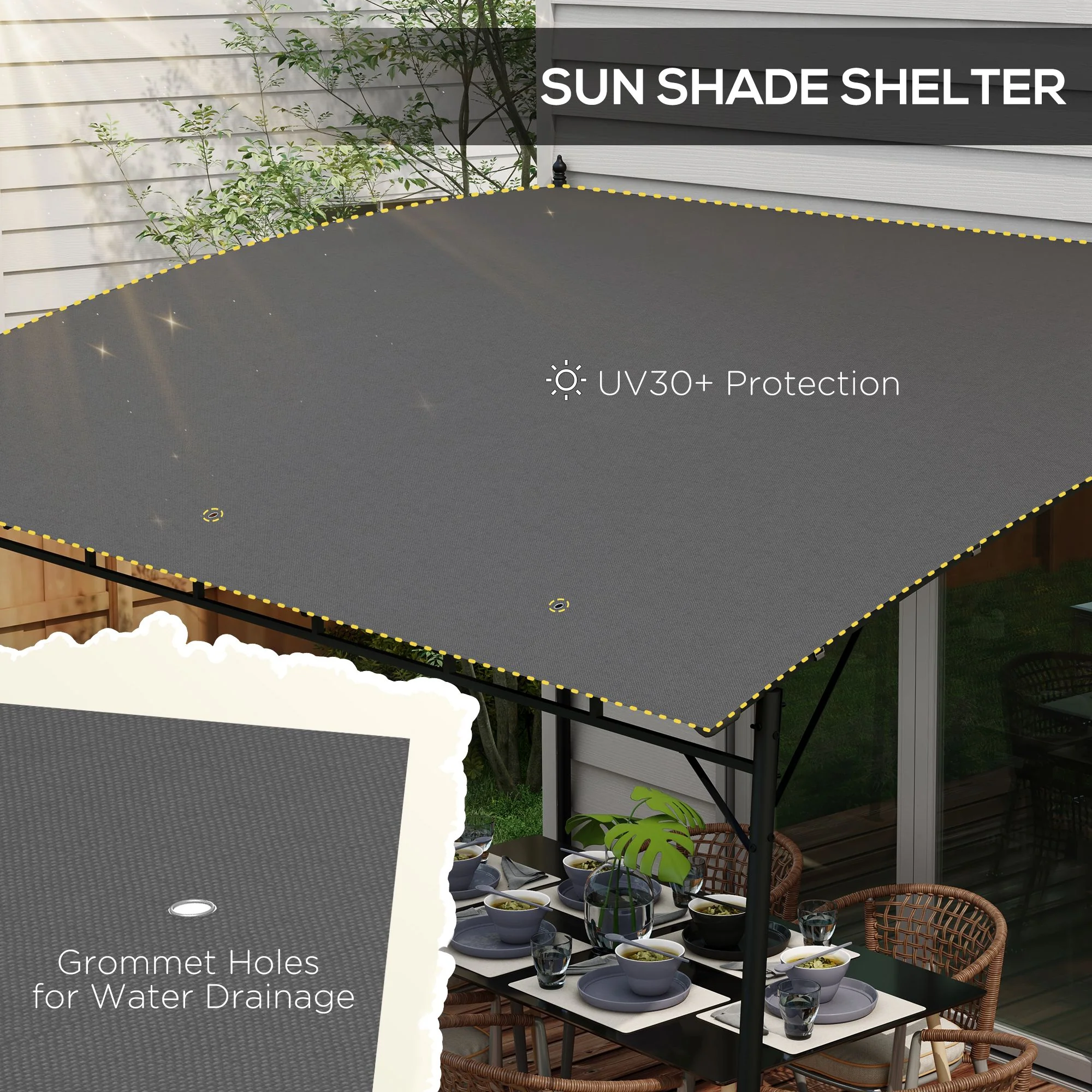 Outsunny 3 X 4m Metal Pergola, Outdoor Gazebo UV-Resistant Sun Shade Shelter - Image 4