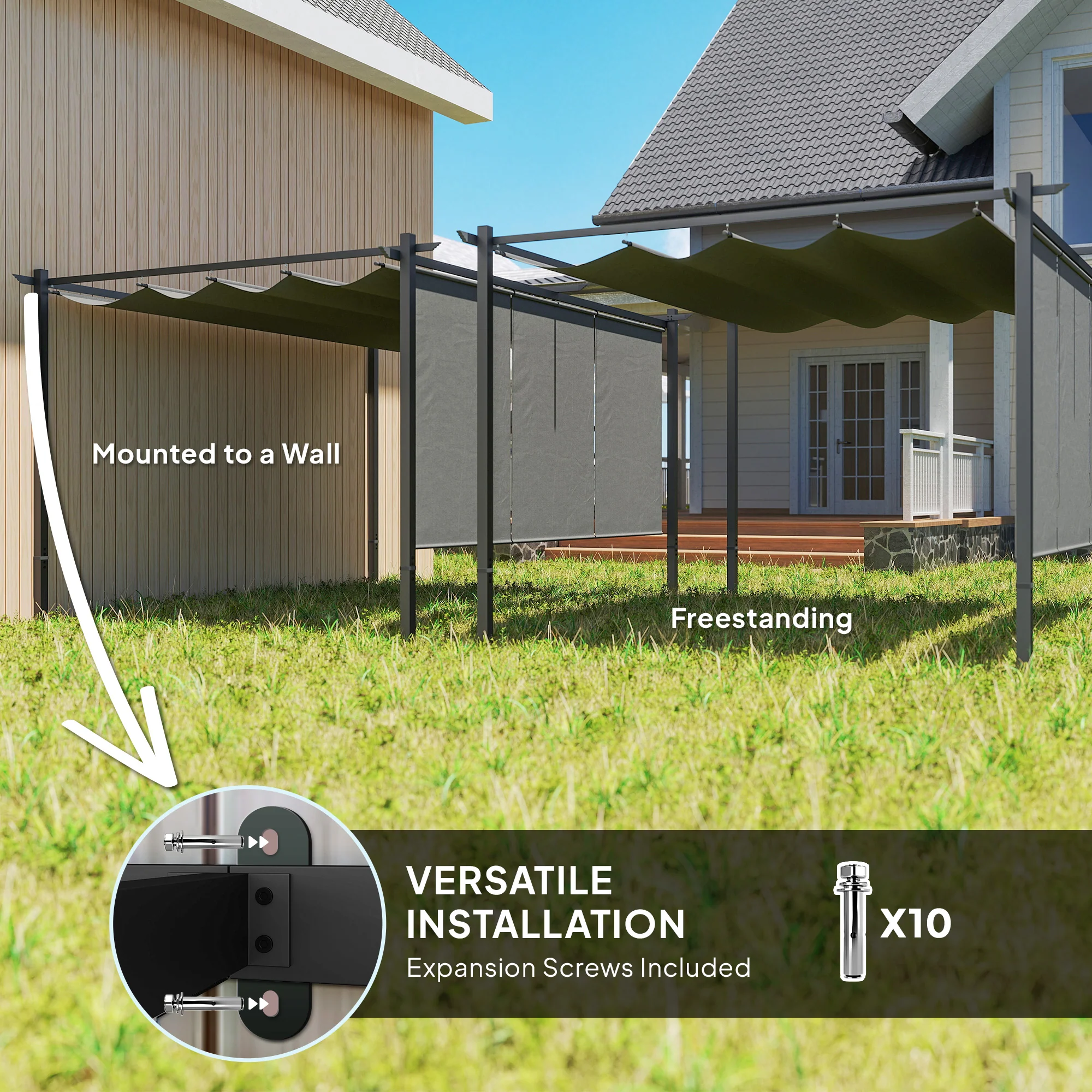 Outsunny 3 X 4m Metal Pergola With Retractable Roof And Roller Shade - Image 15