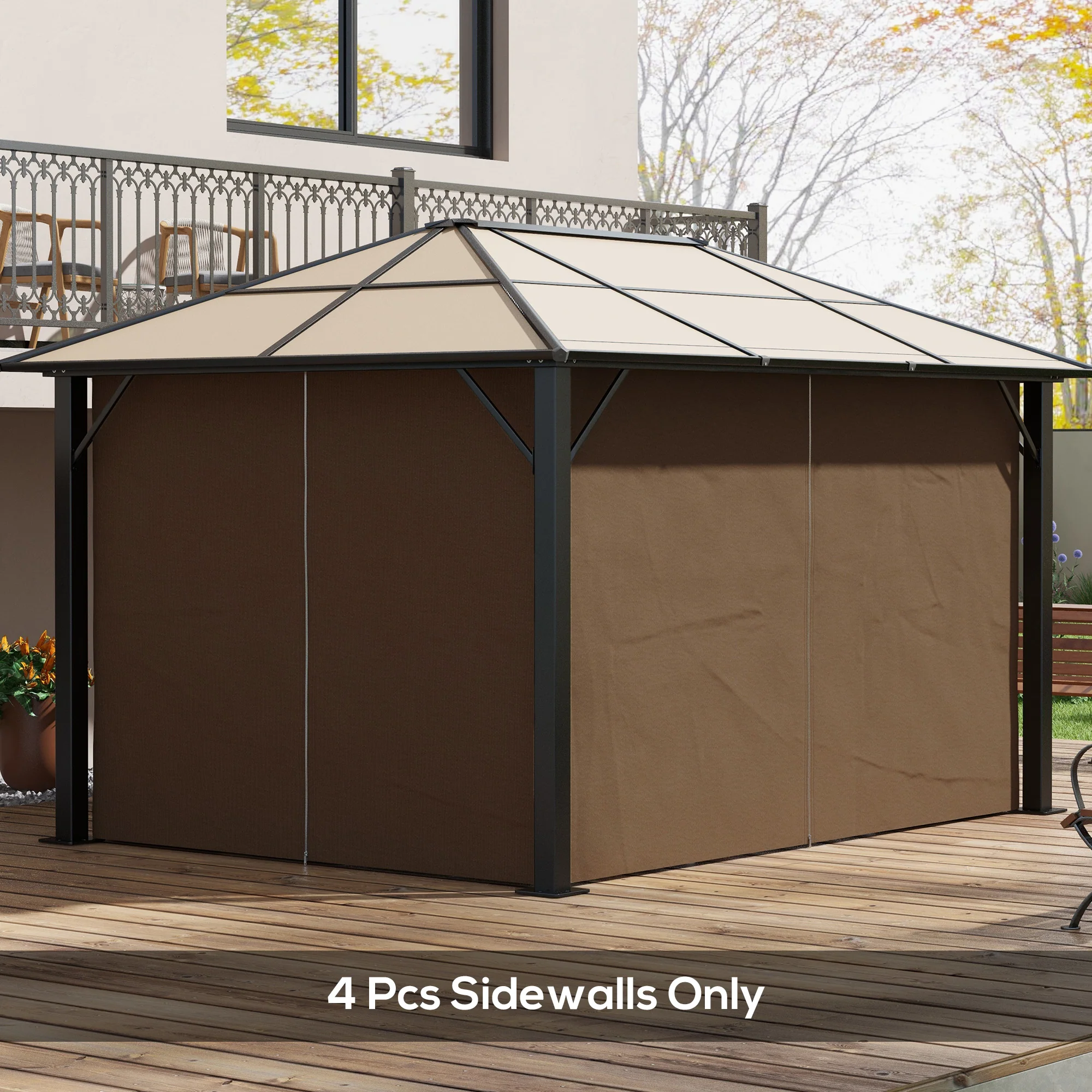 Outsunny 3 X 4(m) Universal Gazebo Replacement Sidewall Set, 4 Panels, Brown - Image 2