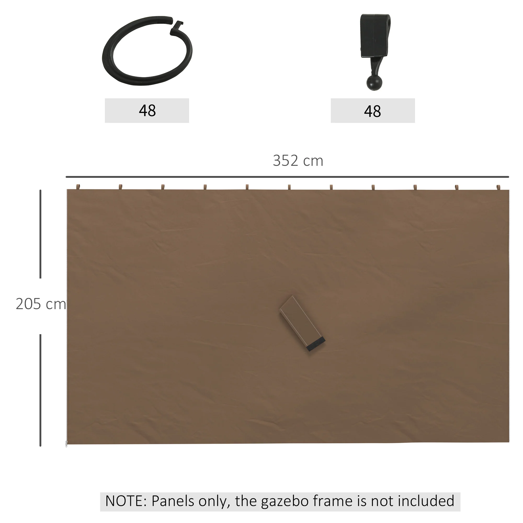 Outsunny 3 X 4(m) Universal Gazebo Replacement Sidewall Set, 4 Panels, Brown - Image 5