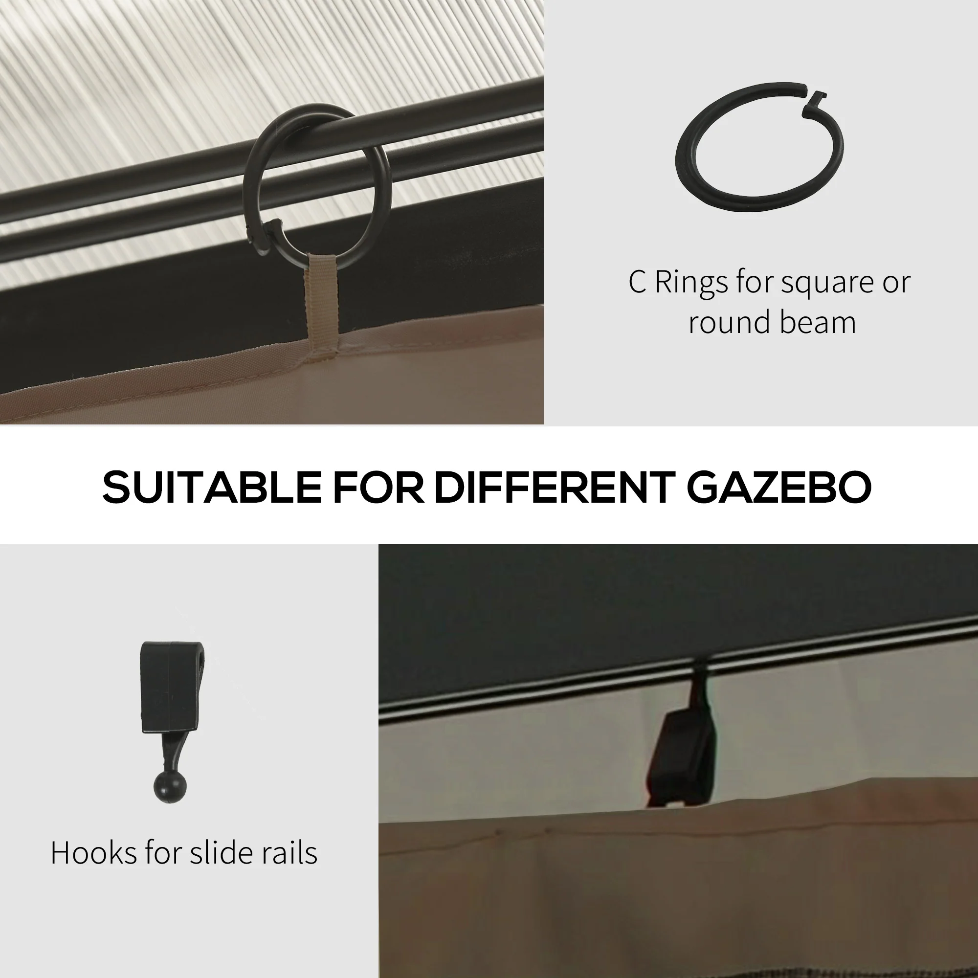 Outsunny 3 X 4(m) Universal Gazebo Replacement Sidewall Set, 4 Panels, Brown - Image 6