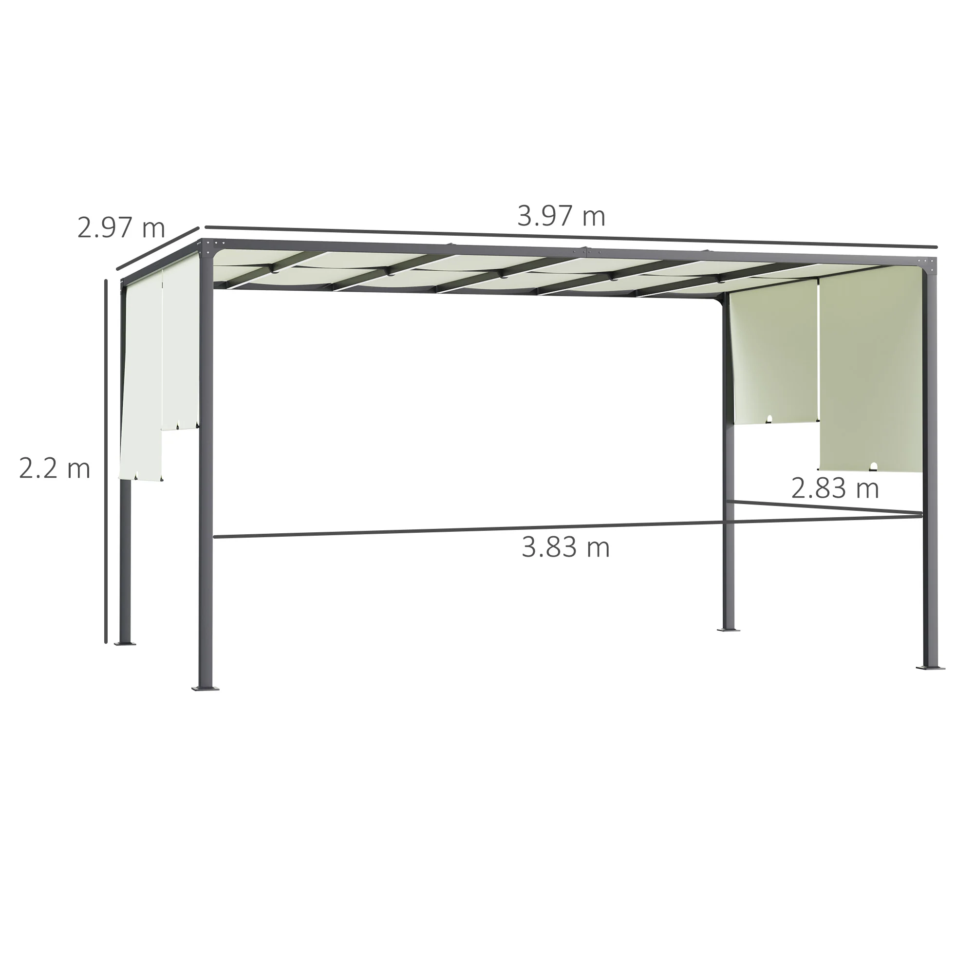 Outsunny 3 x 4m utdoor Garden Pergola with LED Lights Cream White - Image 5