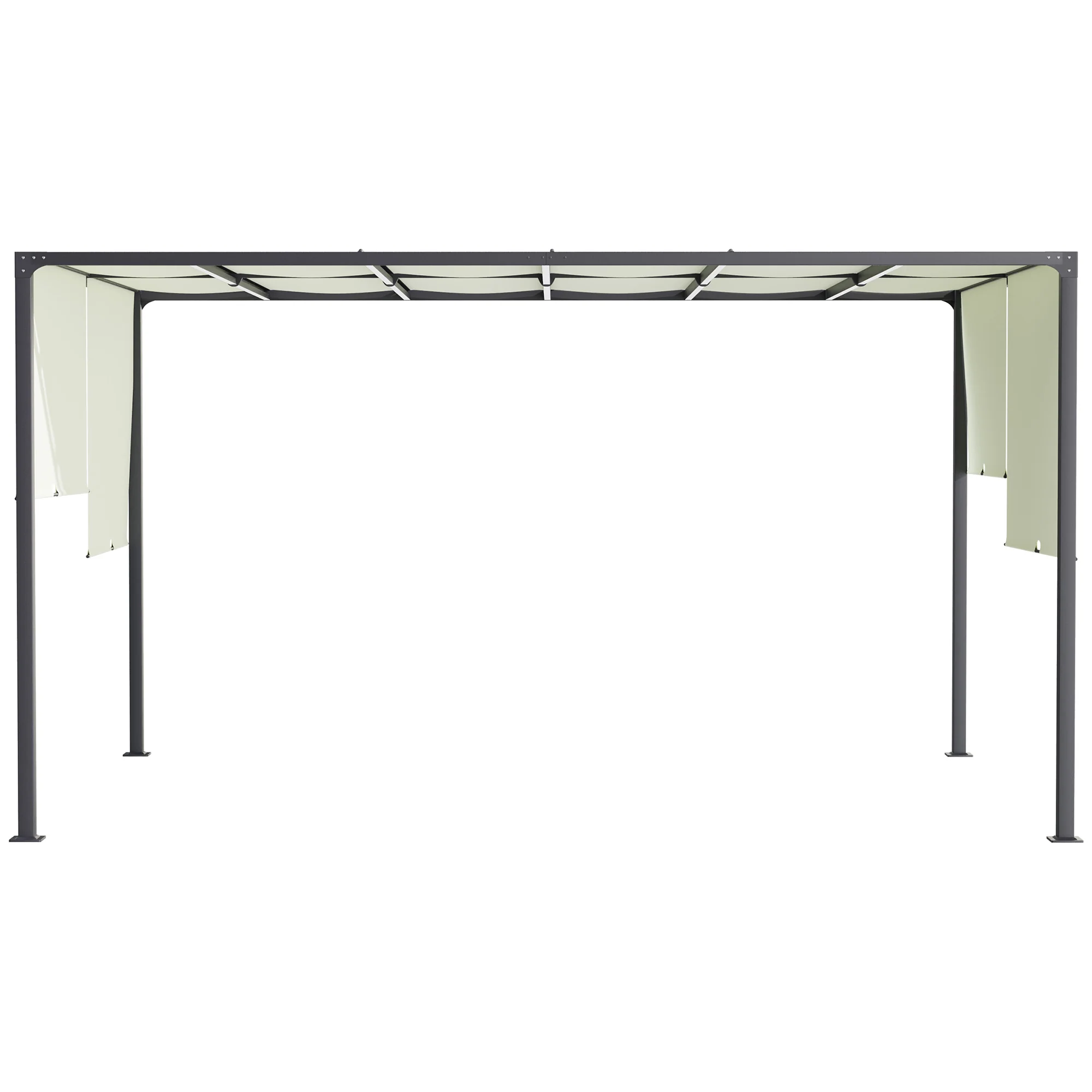 Outsunny 3 x 4m utdoor Garden Pergola with LED Lights Cream White - Image 7