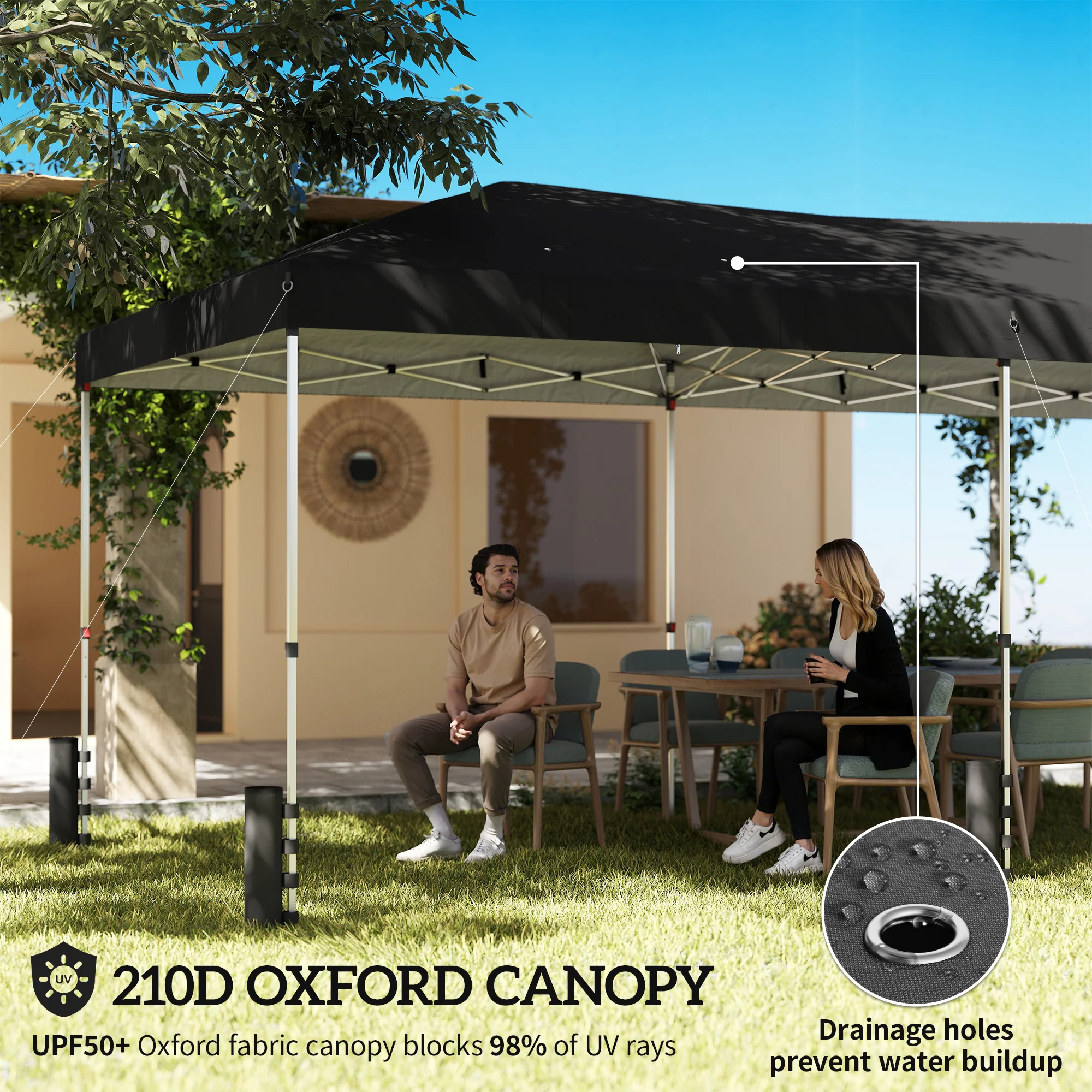 Outsunny 3 X 6 M Pop Up Gazebo, UPF50+ Wedding Party Tent Marquee, Black - Image 4