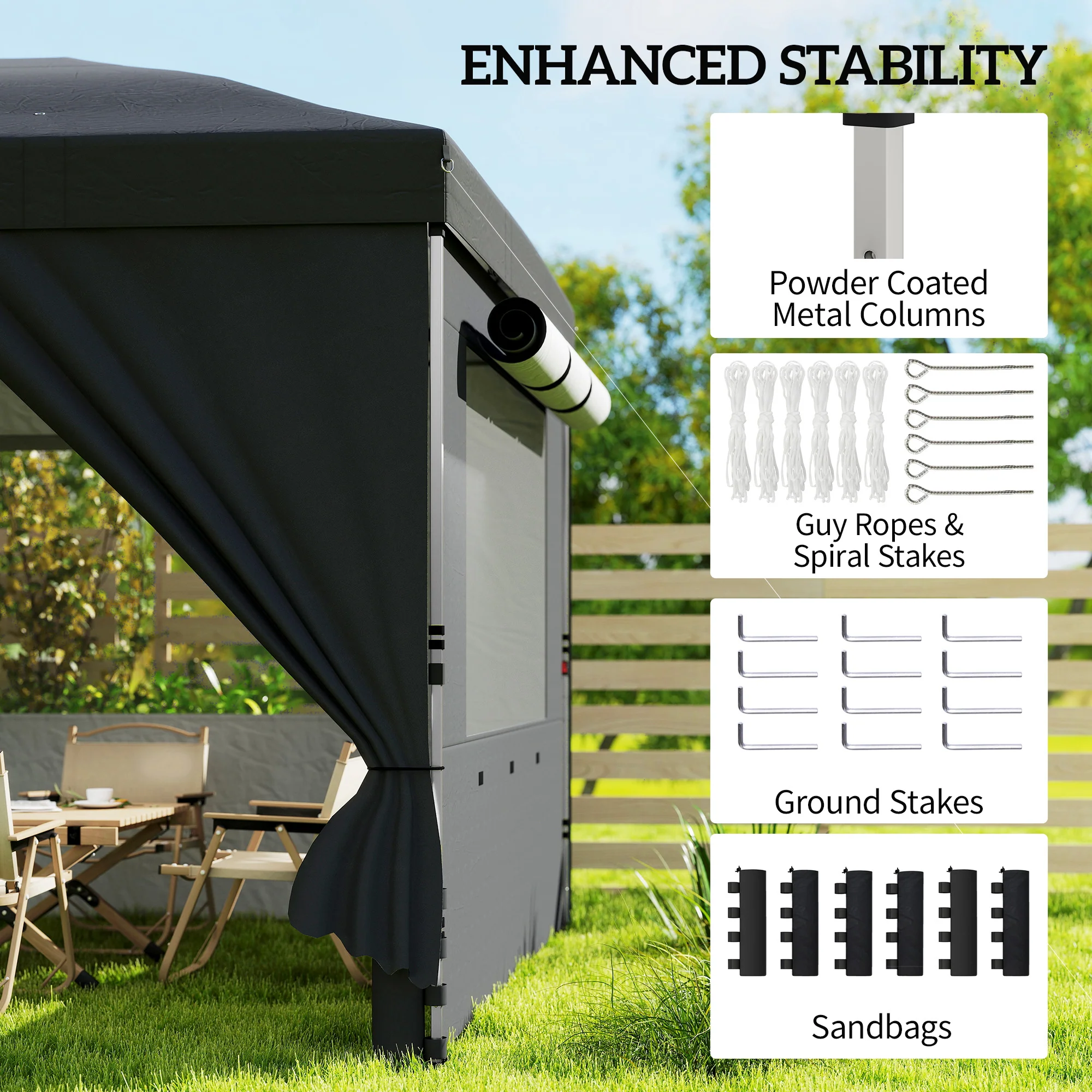 Outsunny 3 X 6 M Pop Up Gazebo, UPF50+ Wedding Party Tent Marquee, Black - Image 7