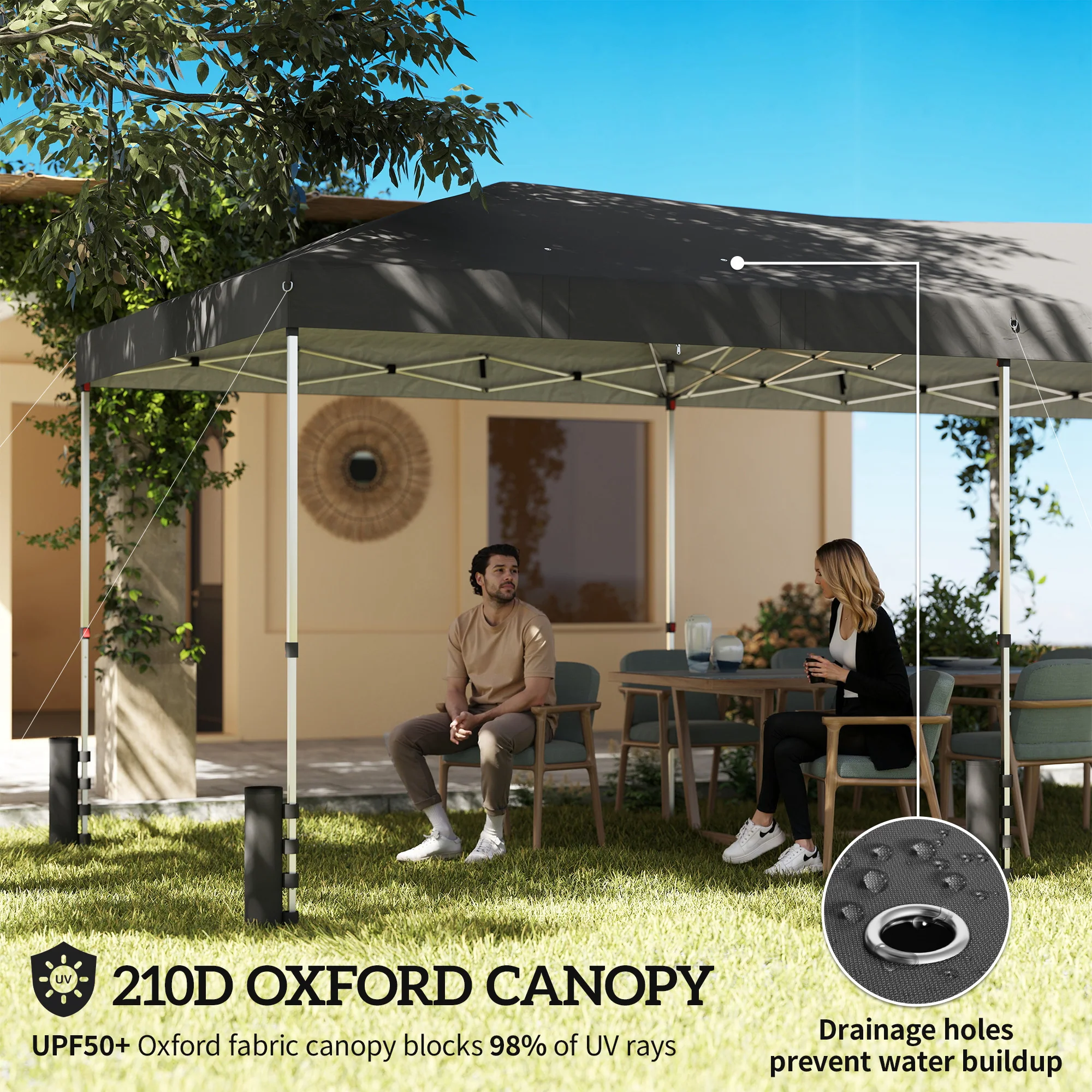 Outsunny 3 X 6 M Pop Up Gazebo, UPF50+ Wedding Party Tent Marquee, Dark Grey - Image 4