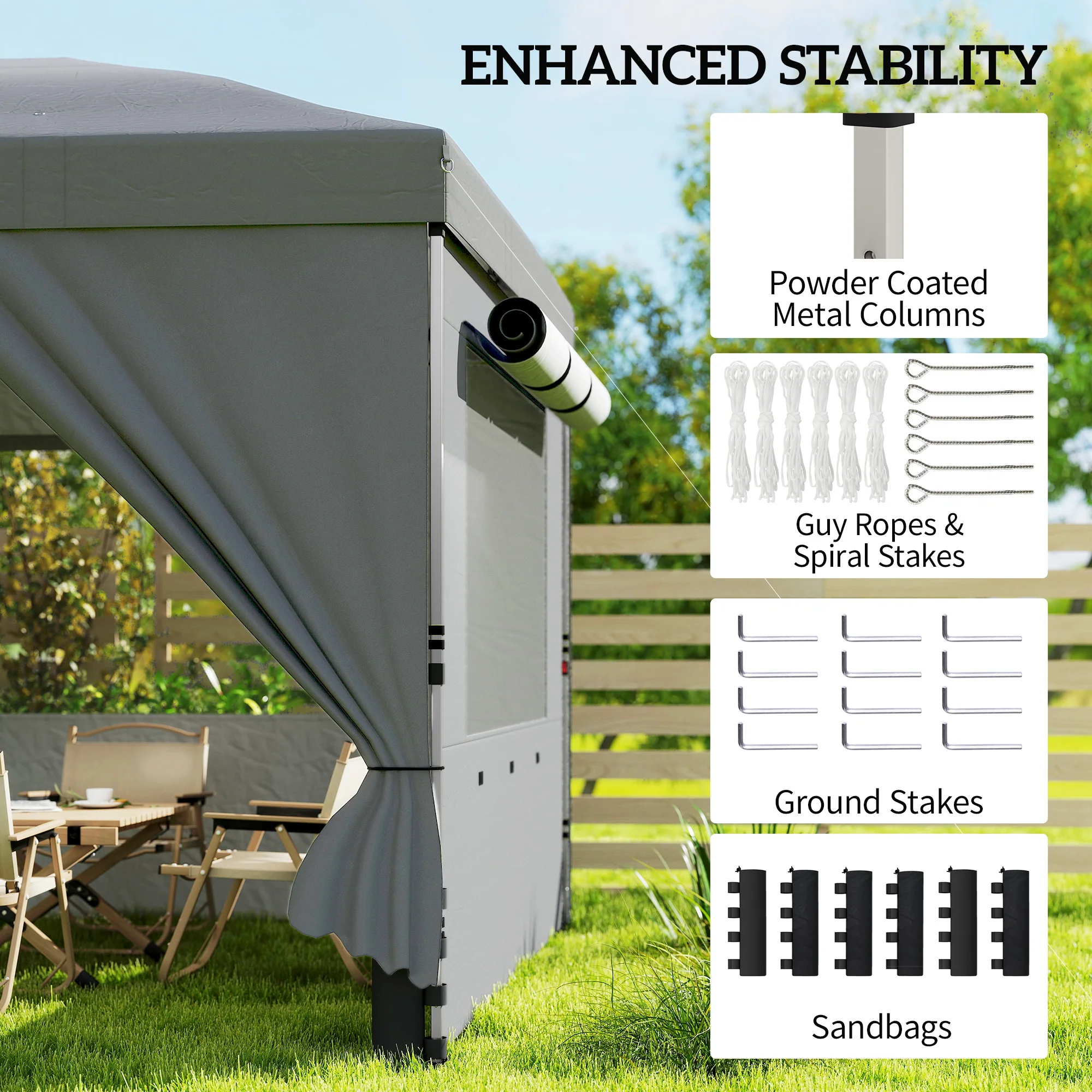 Outsunny 3 X 6 M Pop Up Gazebo, UPF50+ Wedding Party Tent Marquee, Dark Grey - Image 7