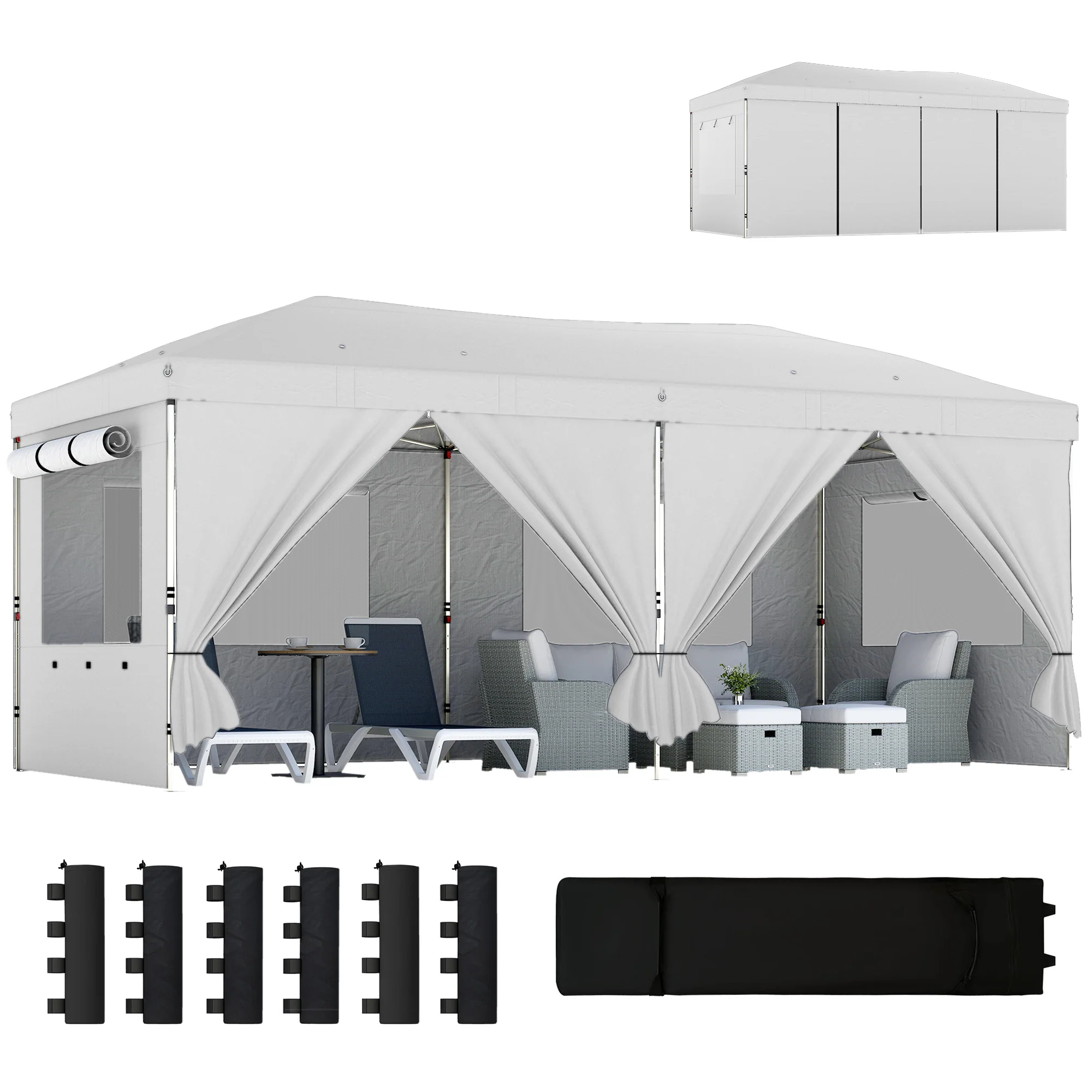 Outsunny 3 X 6 M Pop Up Gazebo, UPF50+ Wedding Party Tent Marquee, White
