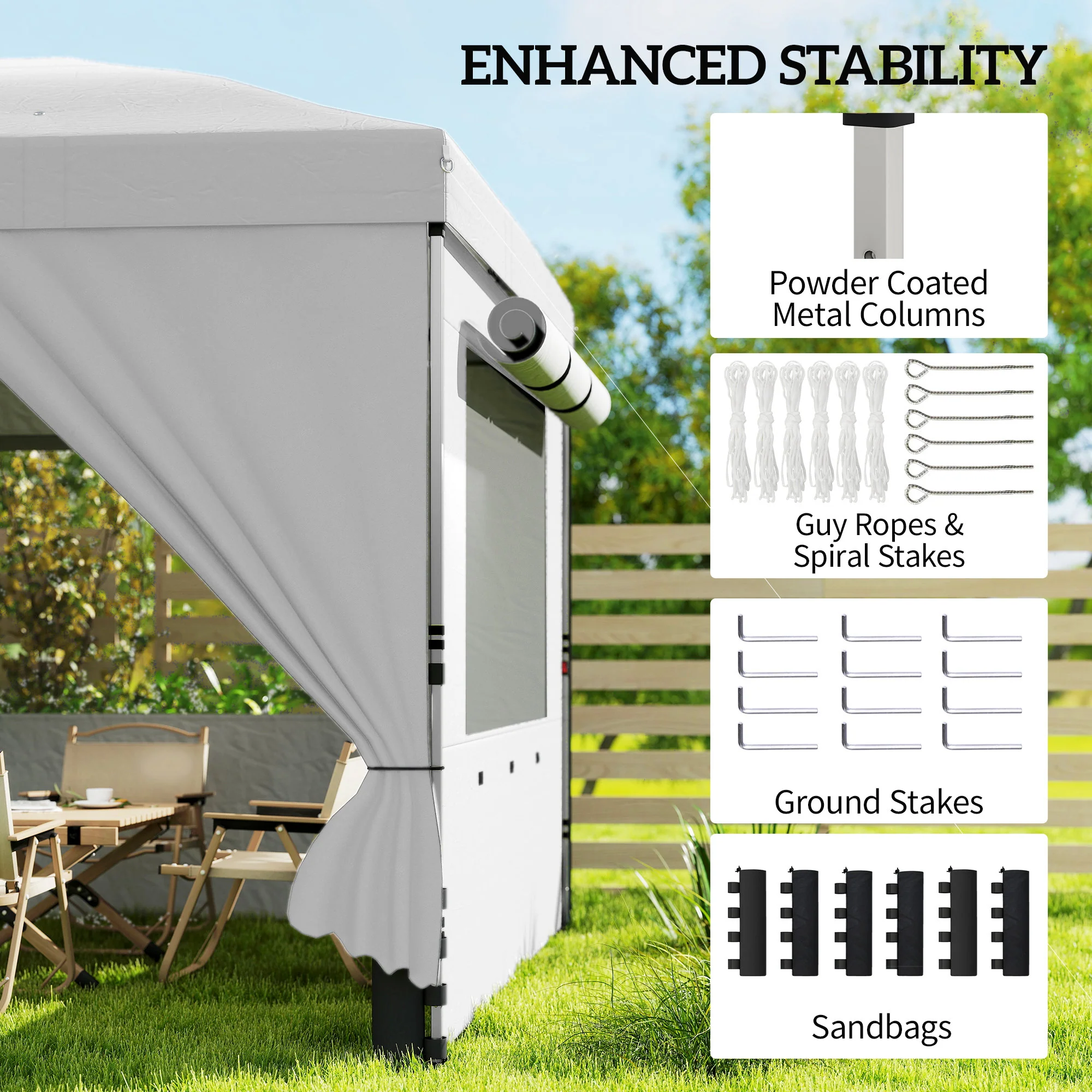 Outsunny 3 X 6 M Pop Up Gazebo, UPF50+ Wedding Party Tent Marquee, White - Image 7