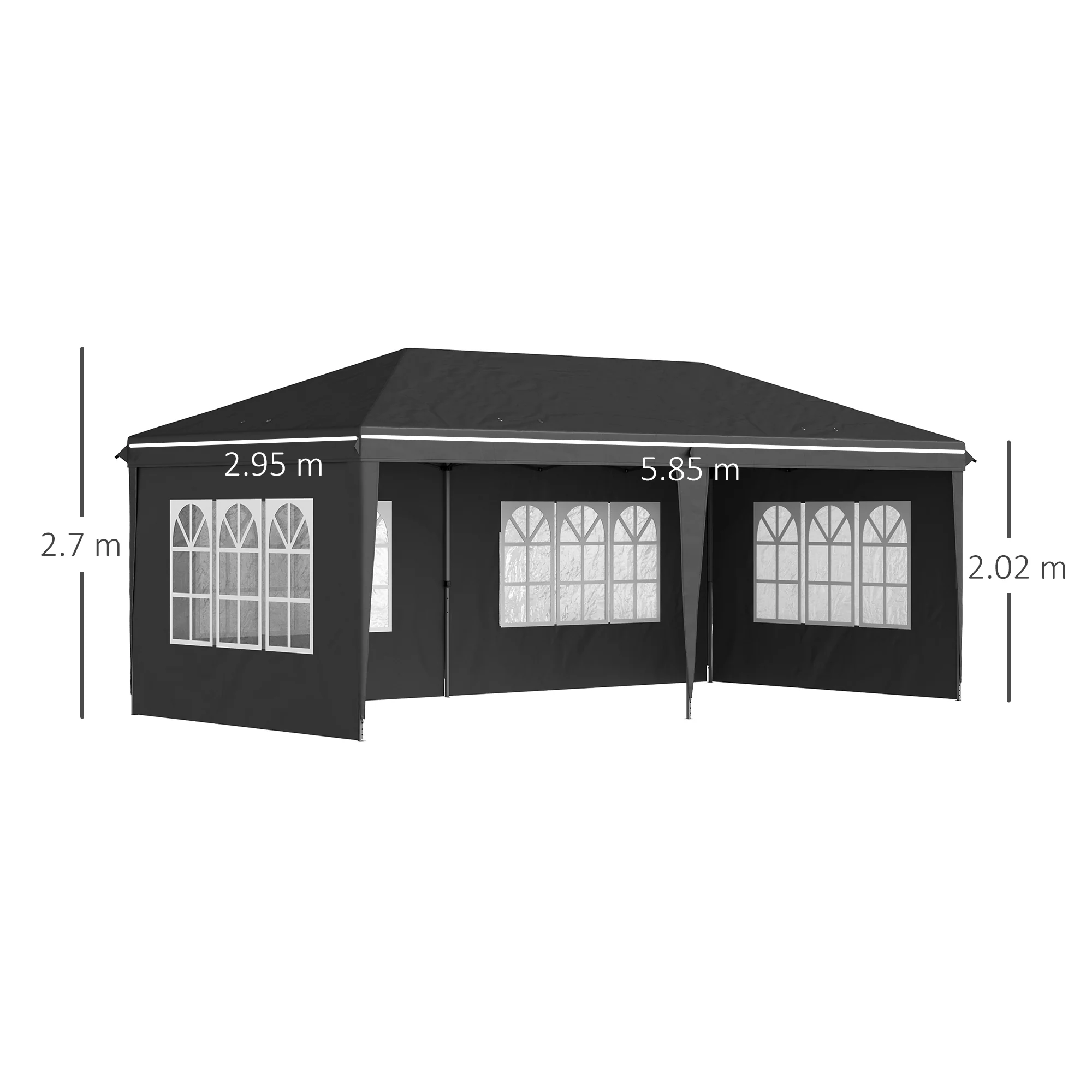 Outsunny 3 X 6m Heavy Duty Gazebo Marquee Party Tent With Storage Bag Black - Image 5