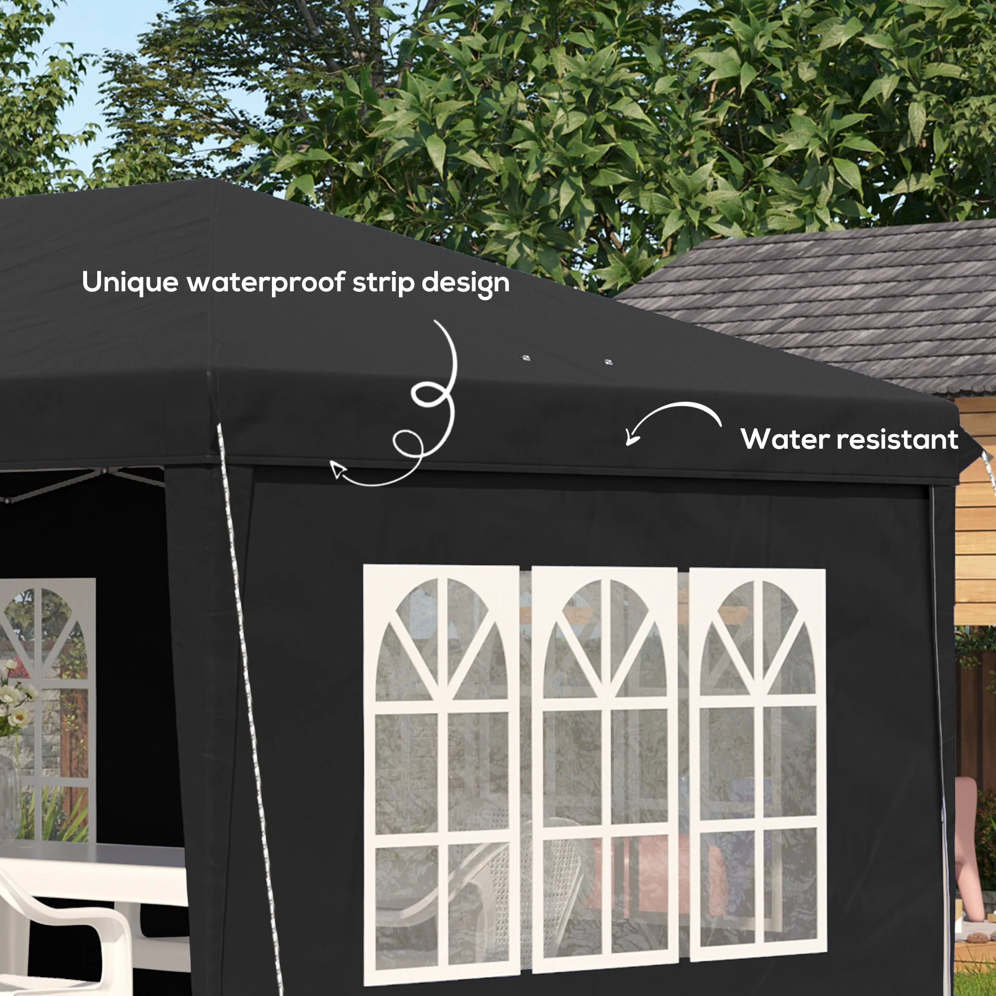 Outsunny 3 X 6m Heavy Duty Gazebo Marquee Party Tent With Storage Bag Black - Image 6