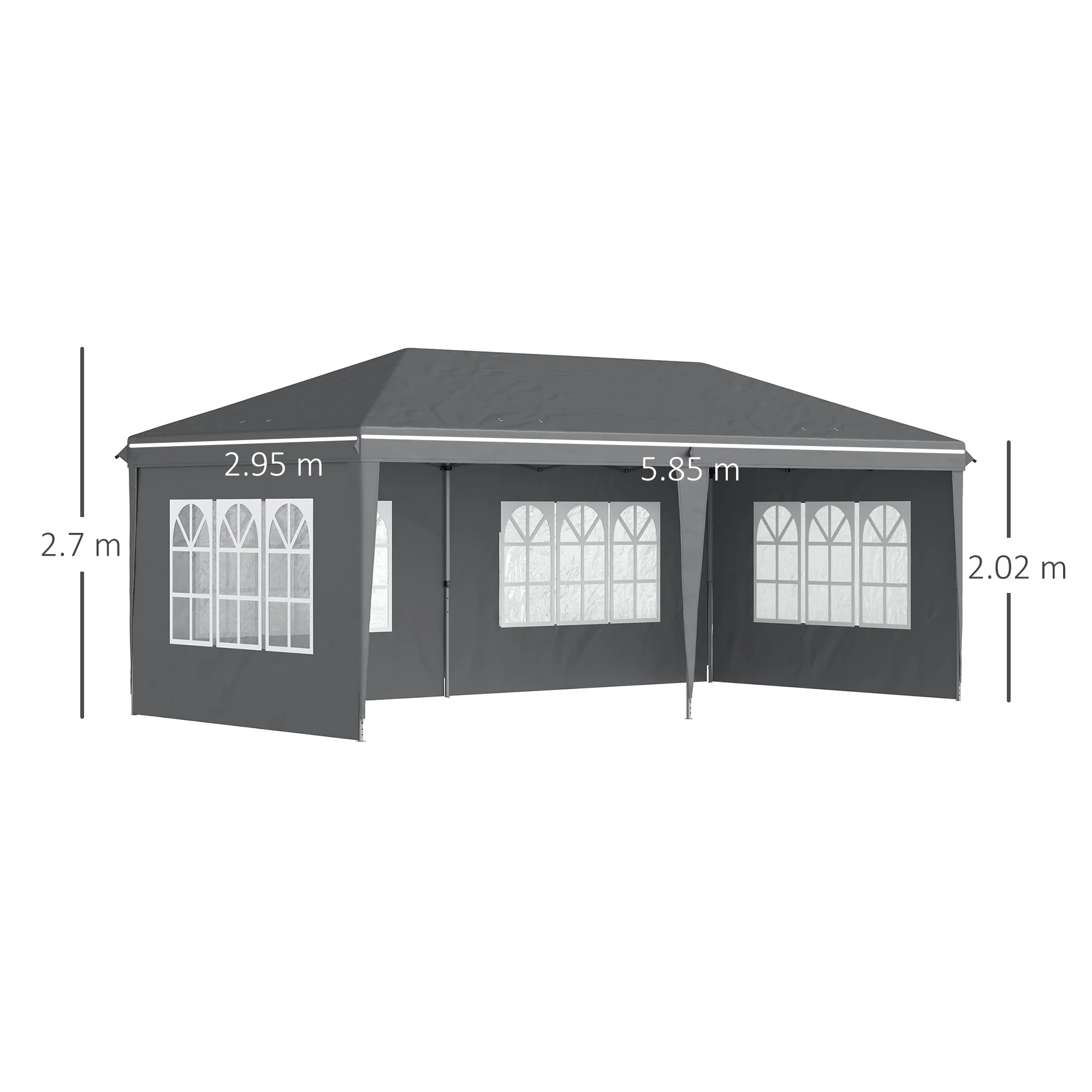 Outsunny 3 x 6m Heavy Duty Gazebo Marquee Party Tent with Storage Bag Grey - Image 5