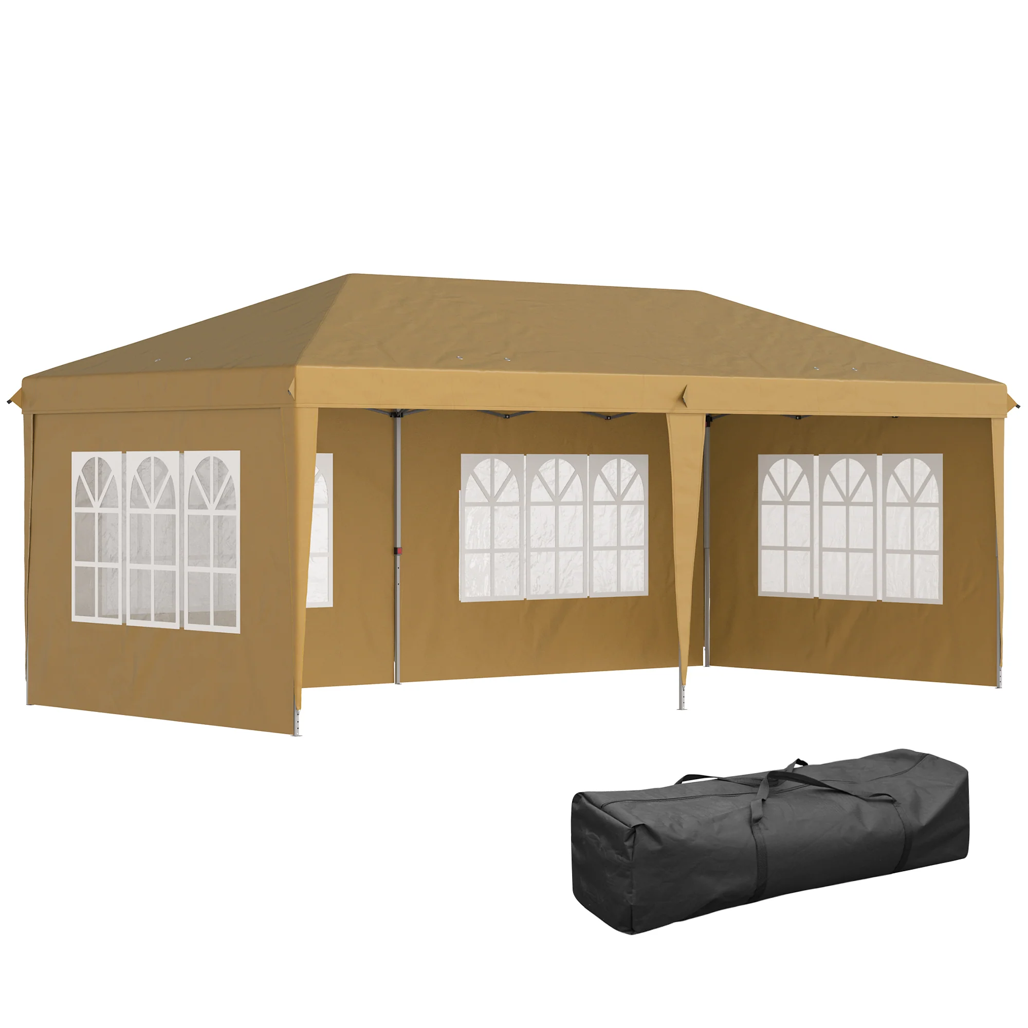 Outsunny 3 x 6m Heavy Duty Gazebo Marquee Party Tent with Storage Bag Khaki