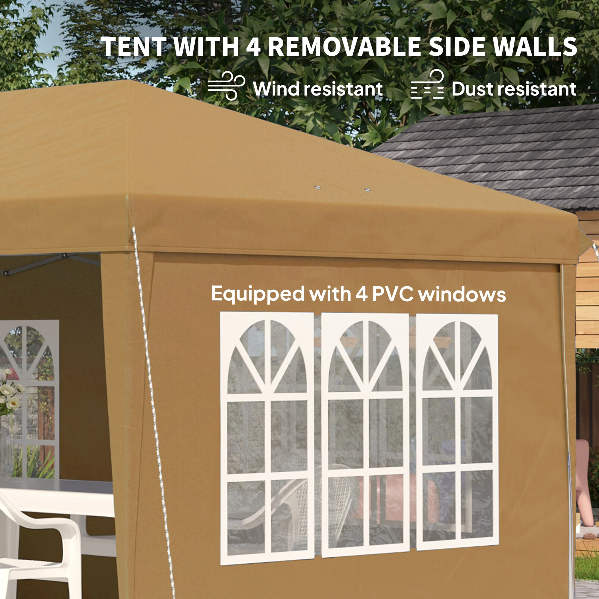 Outsunny 3 x 6m Heavy Duty Gazebo Marquee Party Tent with Storage Bag Khaki - Image 8