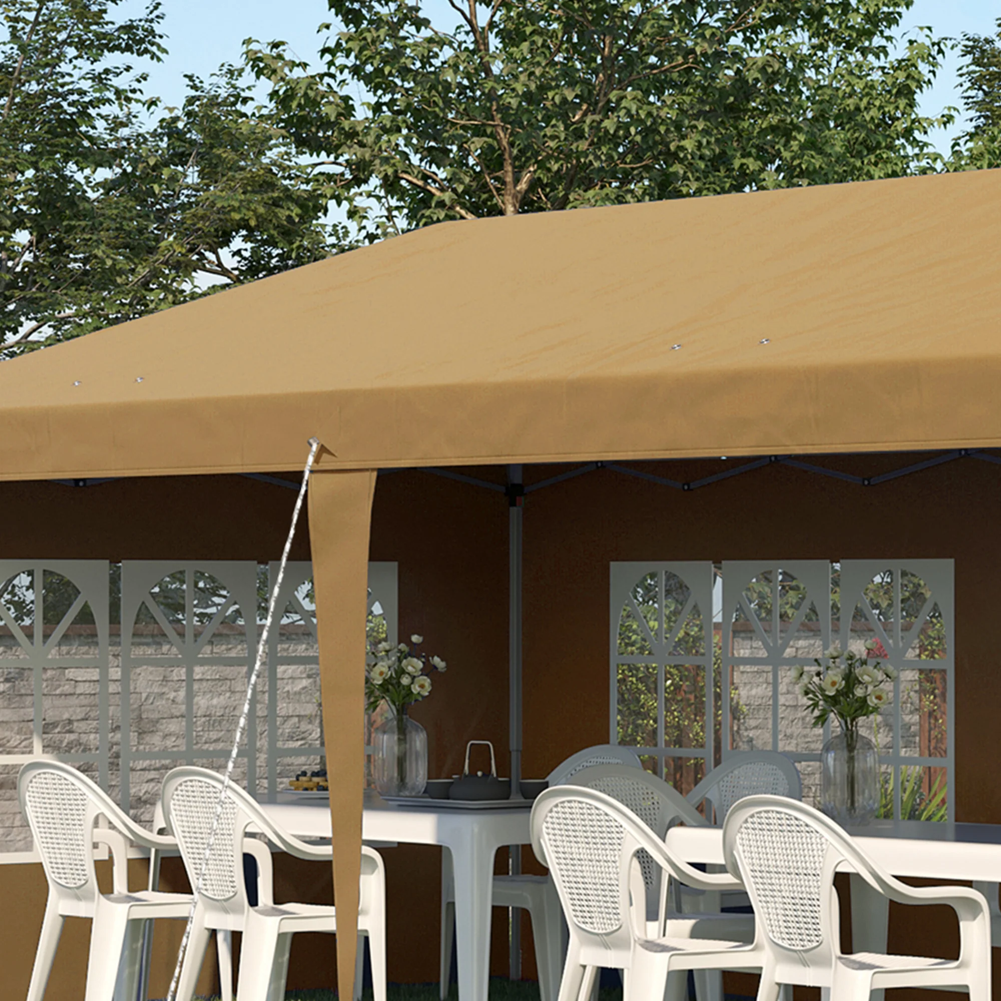 Outsunny 3 x 6m Heavy Duty Gazebo Marquee Party Tent with Storage Bag Khaki - Image 9