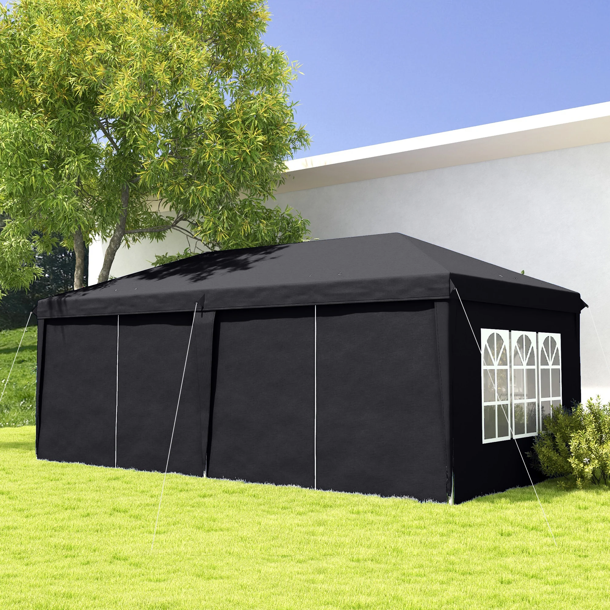 Outsunny 3 x 6m Pop Up Gazebo Height Adjustable Party Tent w/ Storage Bag Grey - Image 2