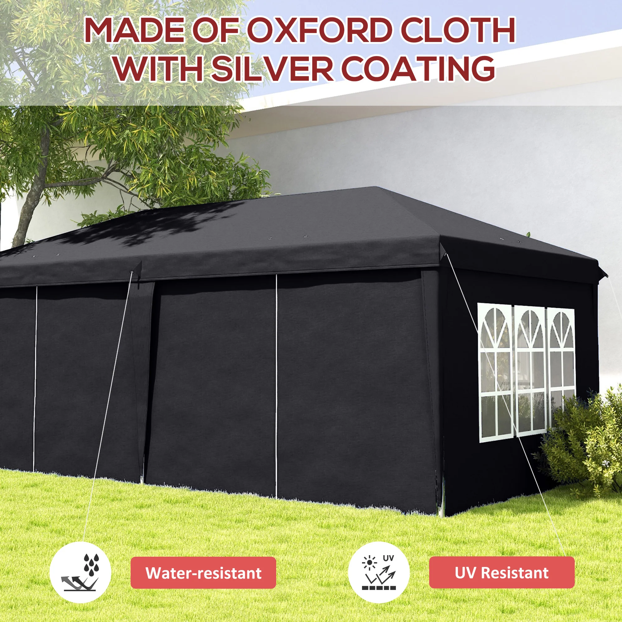 Outsunny 3 x 6m Pop Up Gazebo Height Adjustable Party Tent w/ Storage Bag Grey - Image 3
