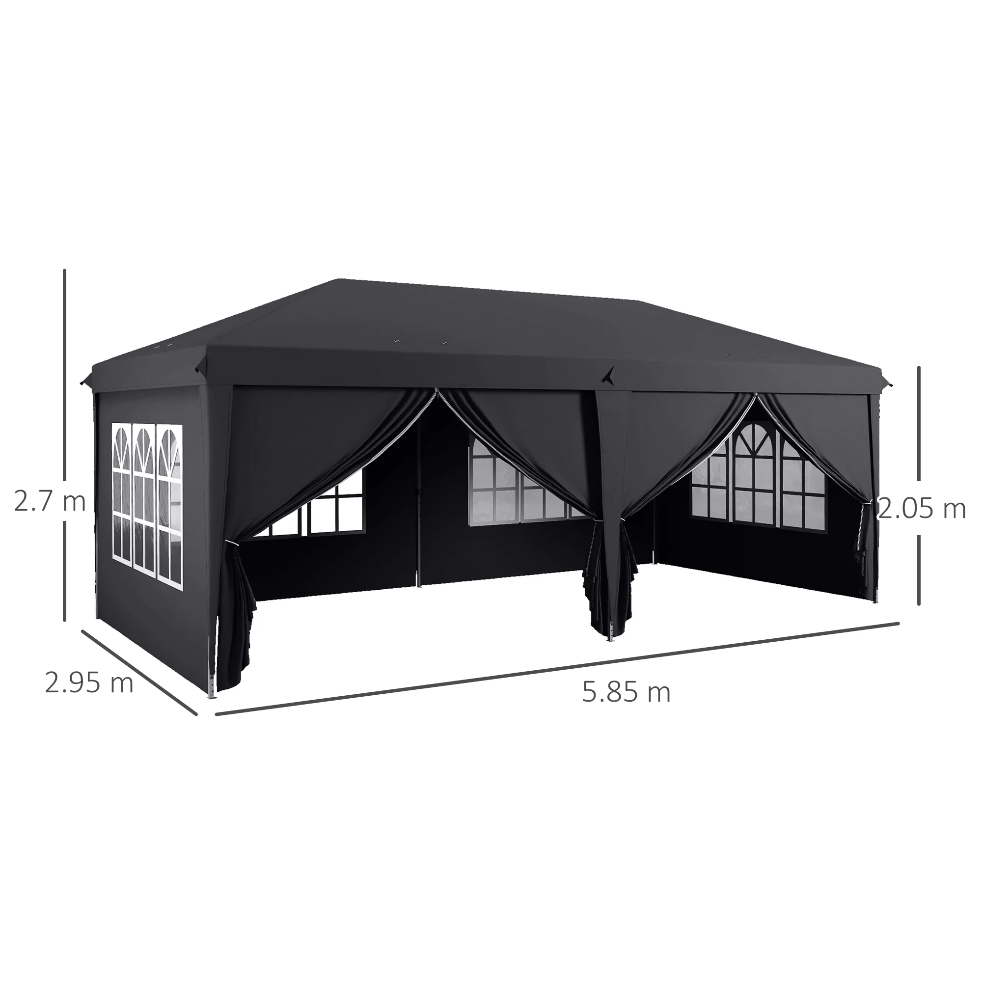 Outsunny 3 x 6m Pop Up Gazebo Height Adjustable Party Tent w/ Storage Bag Grey - Image 5
