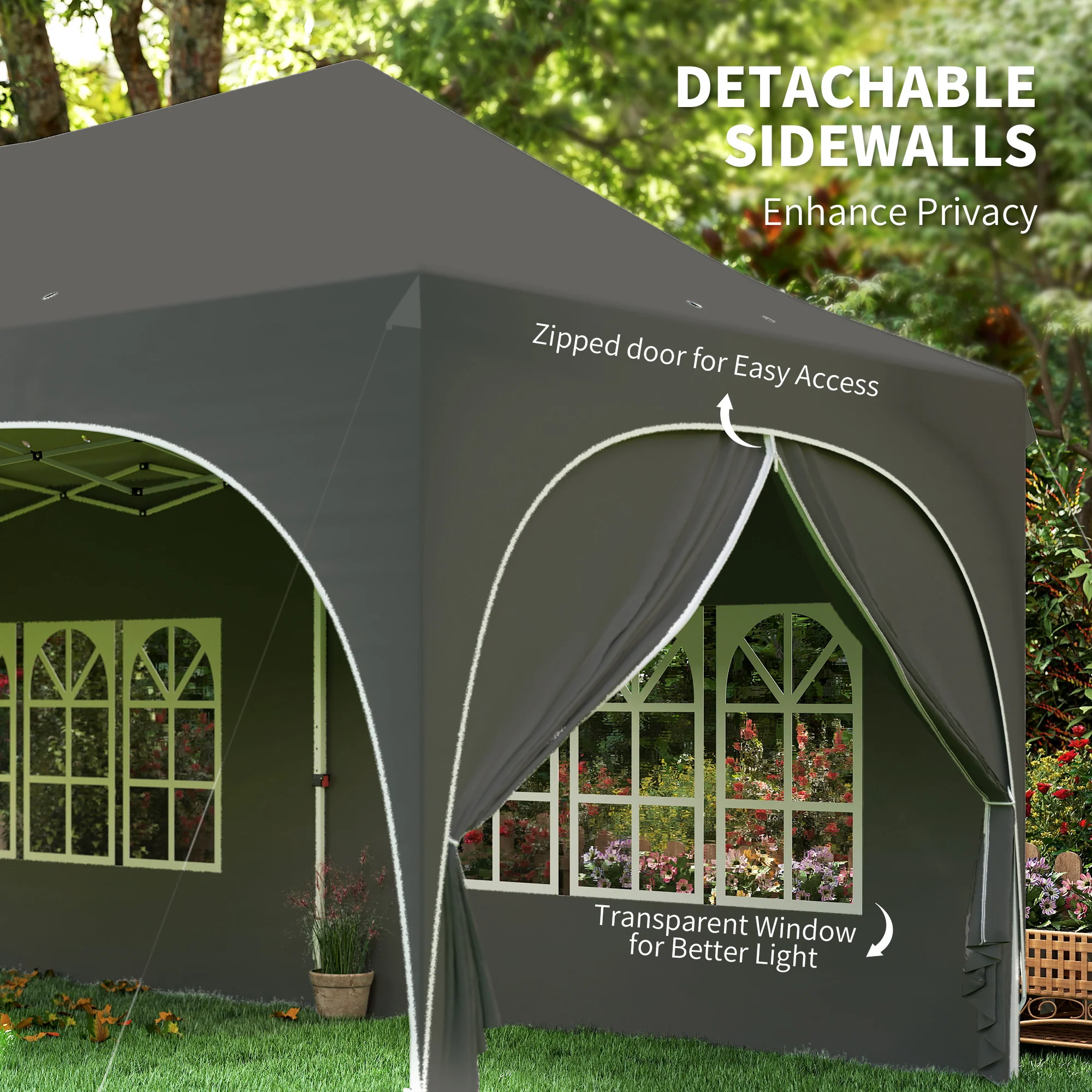 Outsunny 3 X 6m Pop Up Gazebo With Sides, Peak Top Garden Party Tent Marquee - Image 7