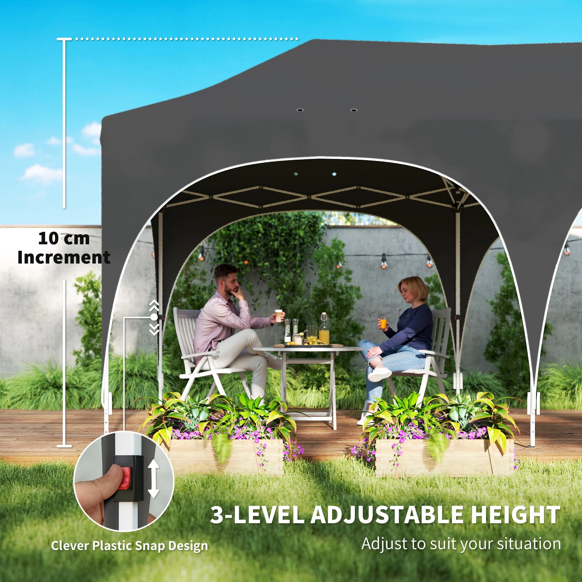 Outsunny 3 X 6m Pop Up Gazebo With Sides, Peak Top Garden Party Tent Marquee - Image 9