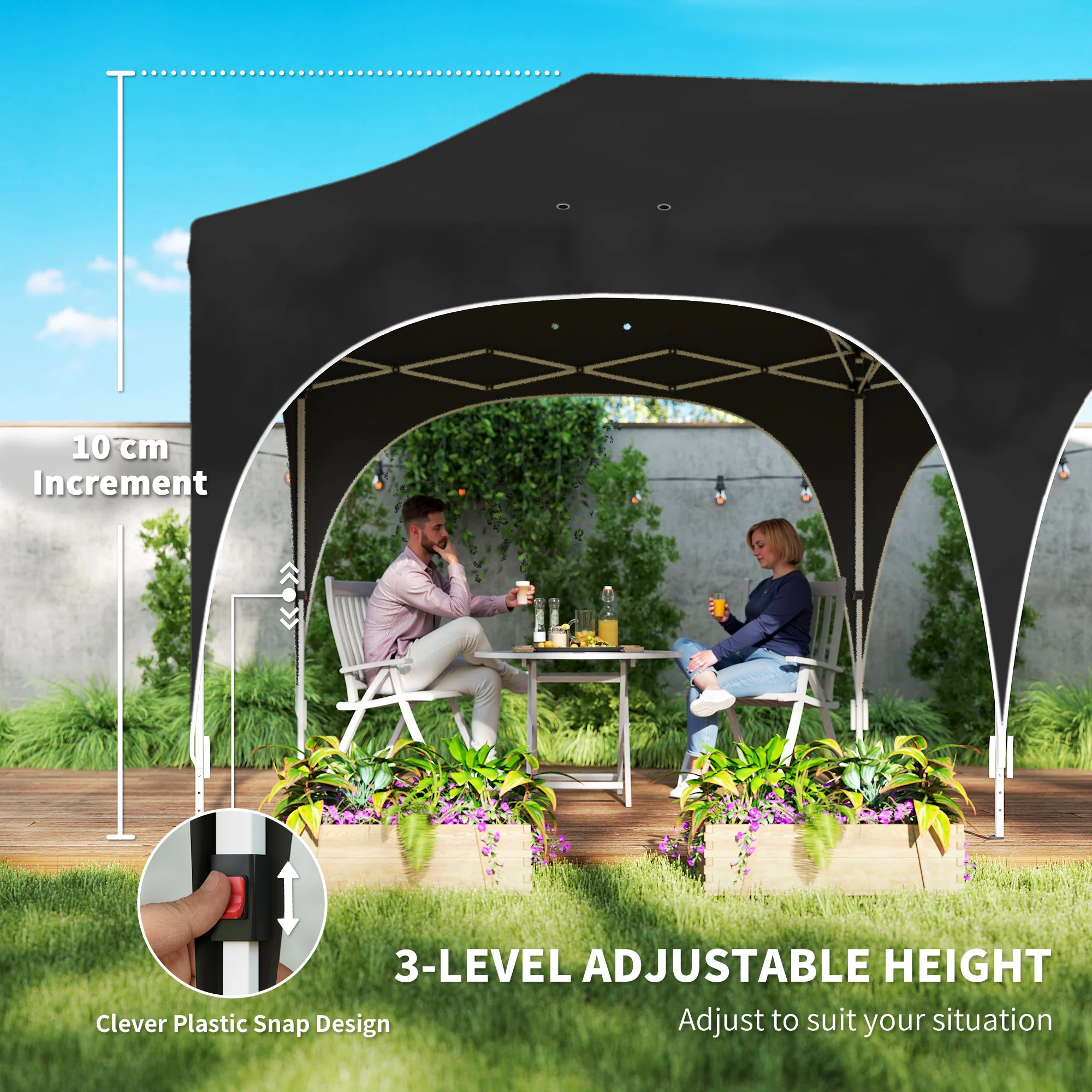 Outsunny 3 X 6m Pop Up Gazebo With Sides, Peak Top Garden Party Tent Marquee - Image 9