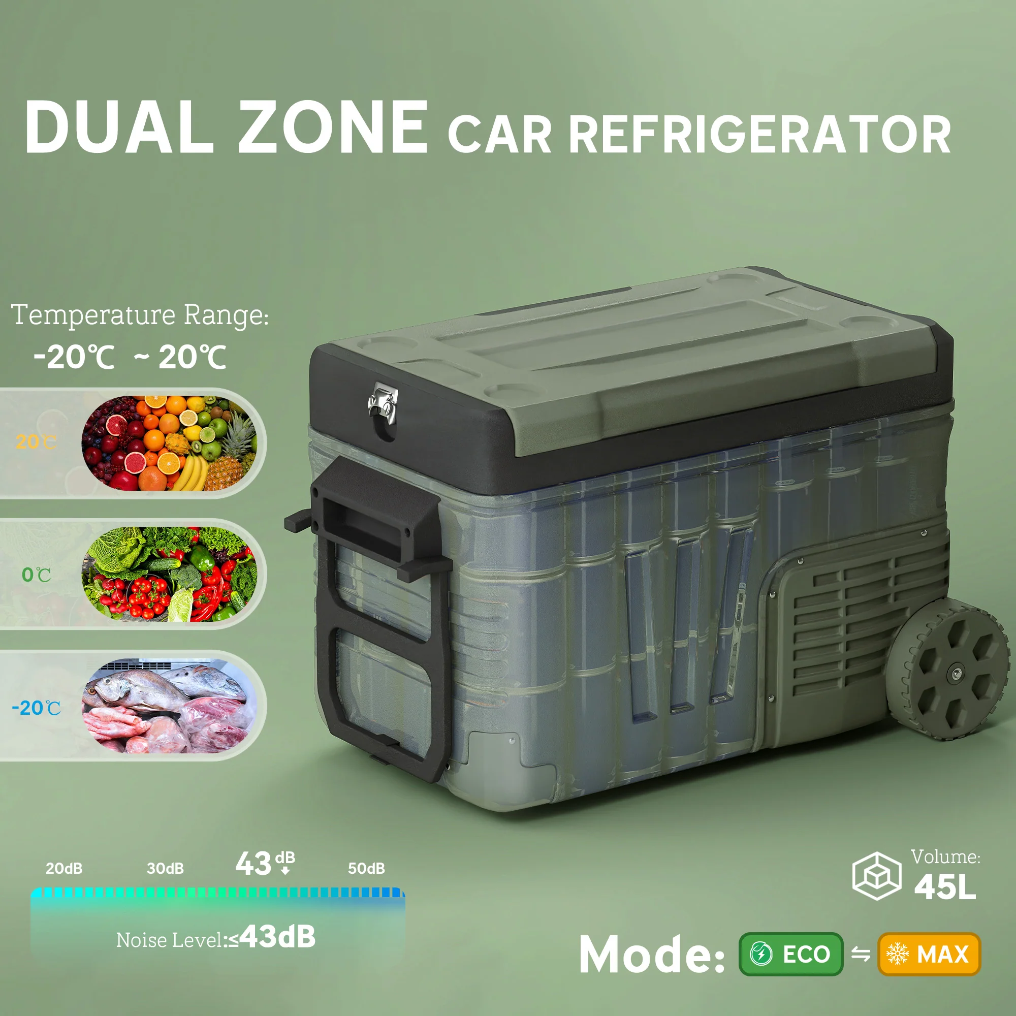 Outsunny 33L Camping Fridge Freezer Dual Zone Car Fridge - Image 3