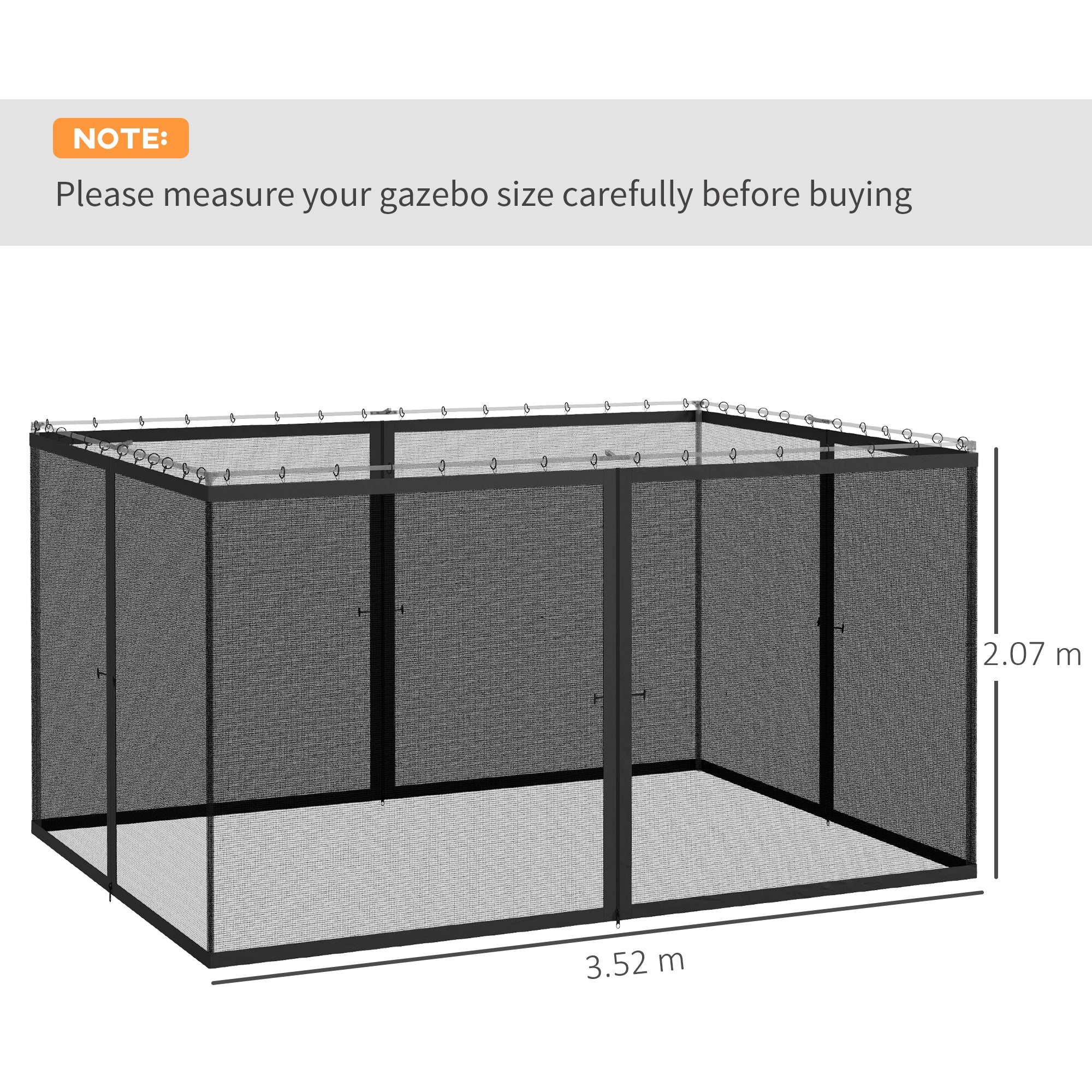 Outsunny 352 x 207cm Universal Replacement Gazebo Mesh Netting Screen Walls - Image 3