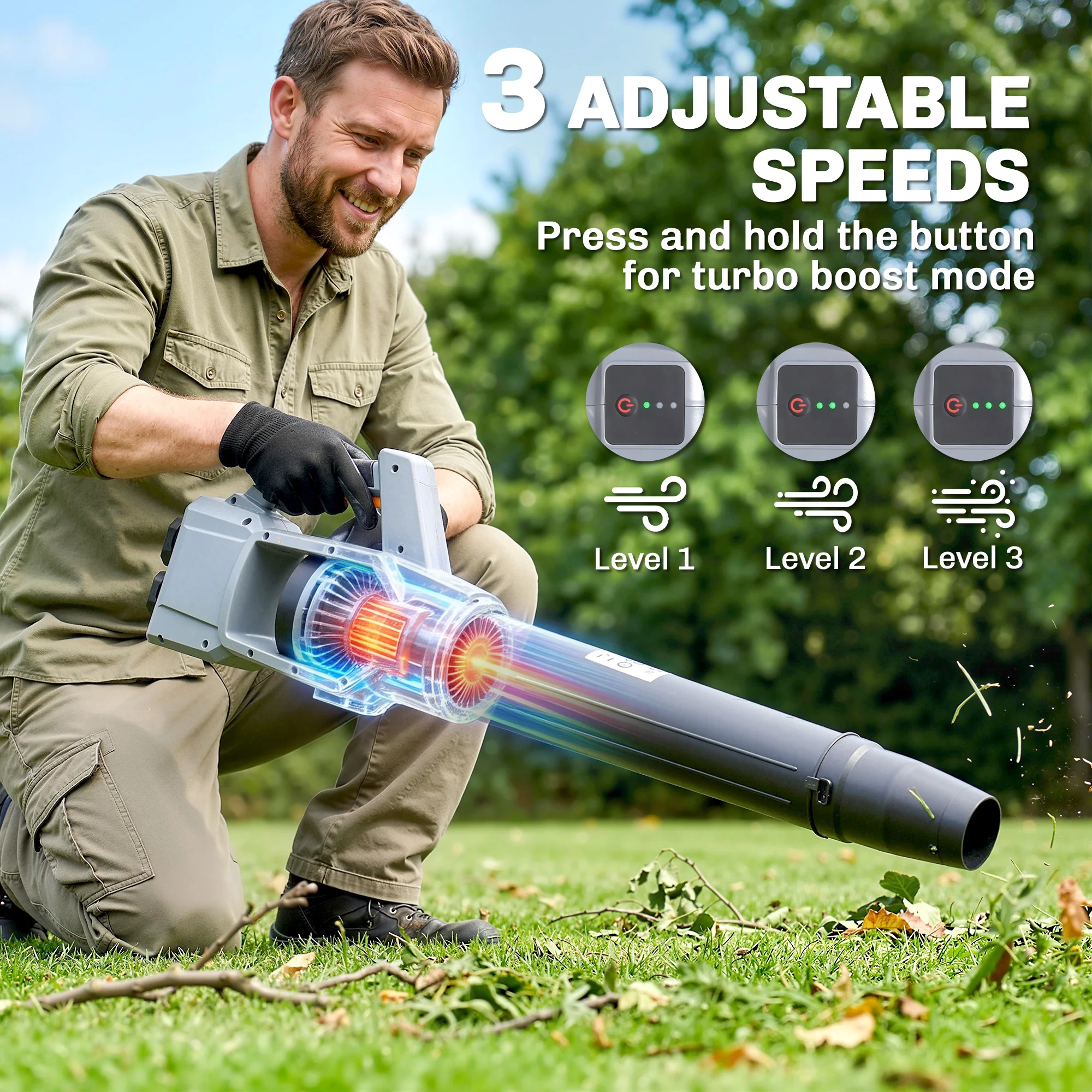 Outsunny 36V Leaf Blower Cordless With 2 X 4000mAh Batteries & Charger - Image 6