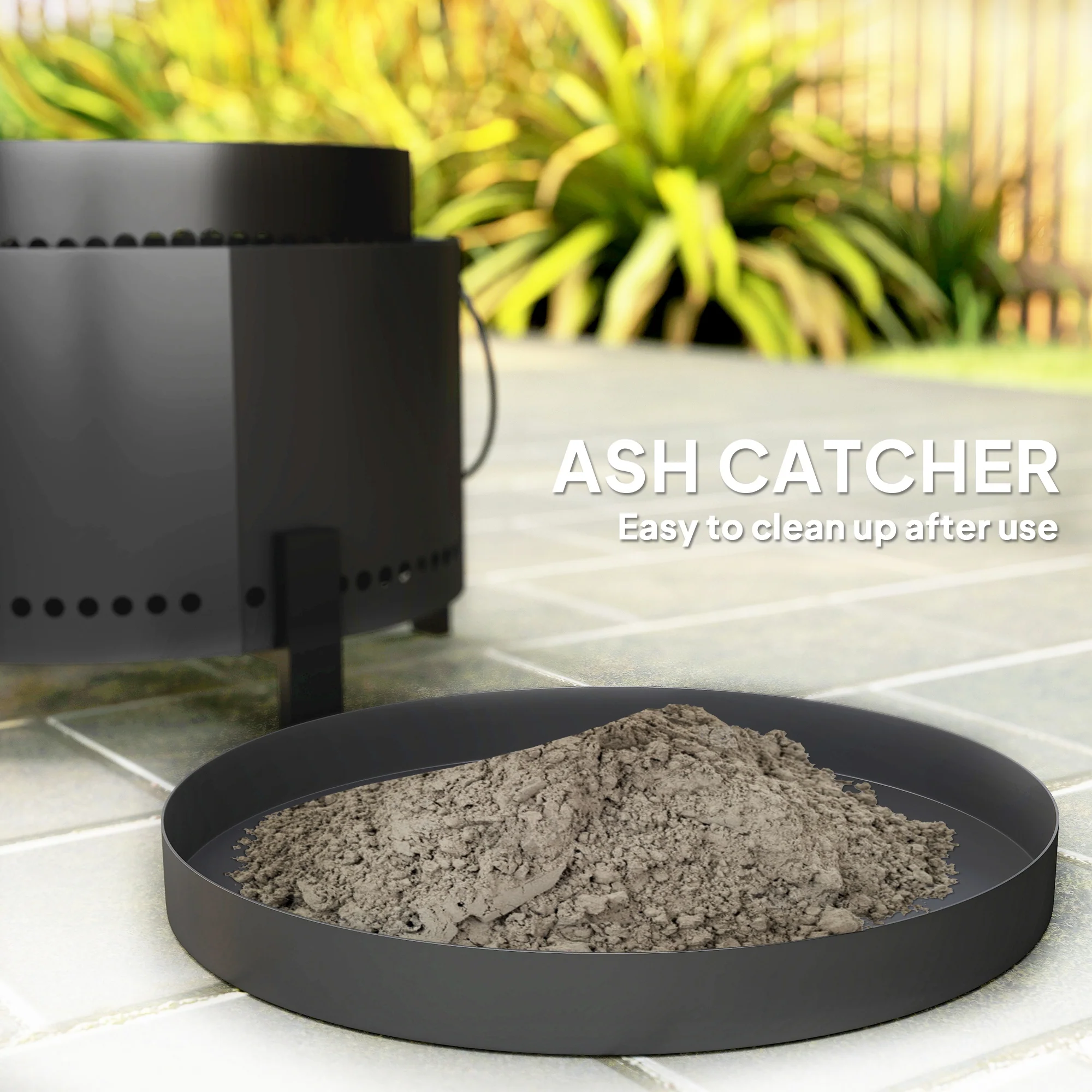 Outsunny 37cm Smokeless Wood Burning Firepit Metal Fire Pit, Dark Grey - Image 6