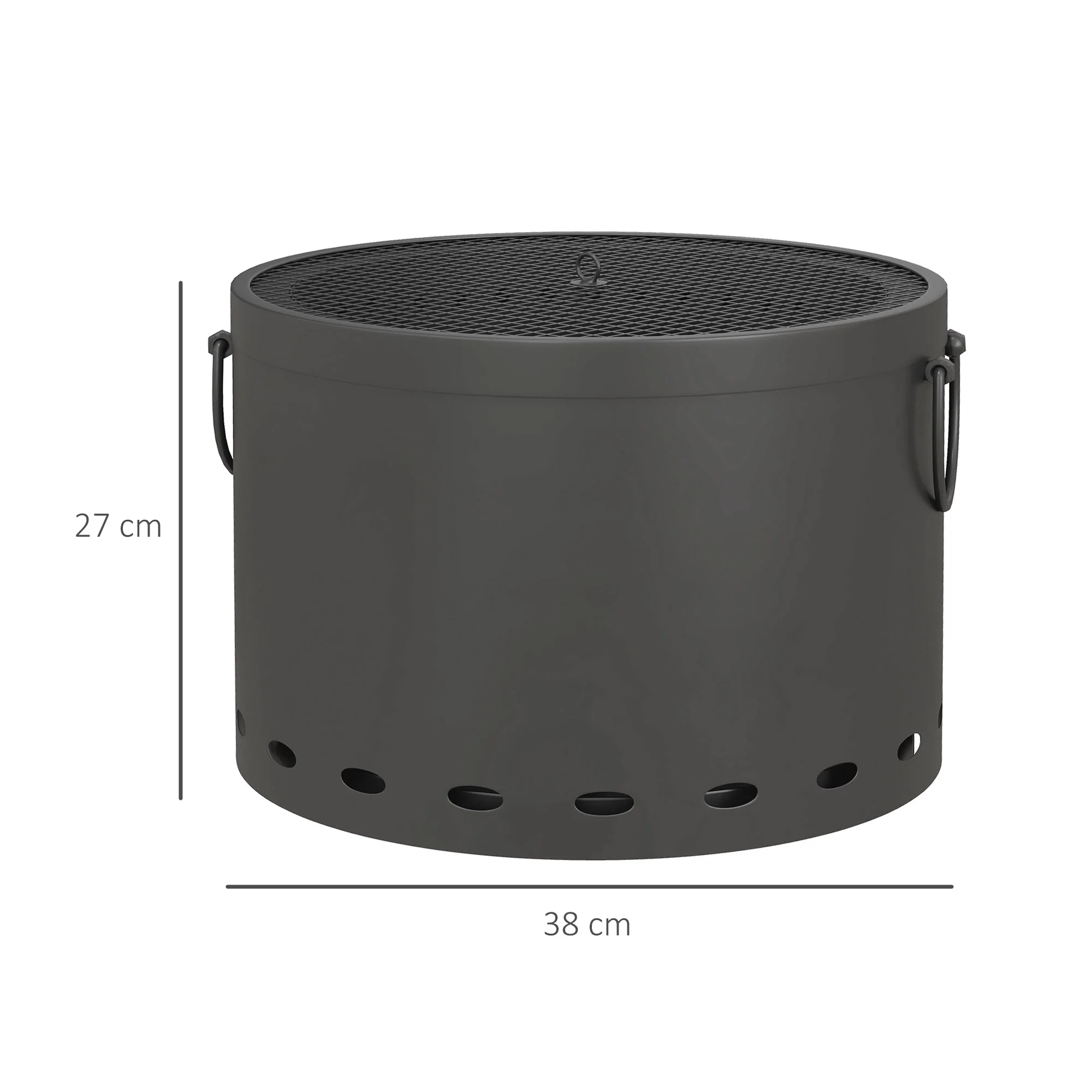 Outsunny 38cm Smokeless Wood Burning Firepit Metal Fire Pit, Dark Grey - Image 5