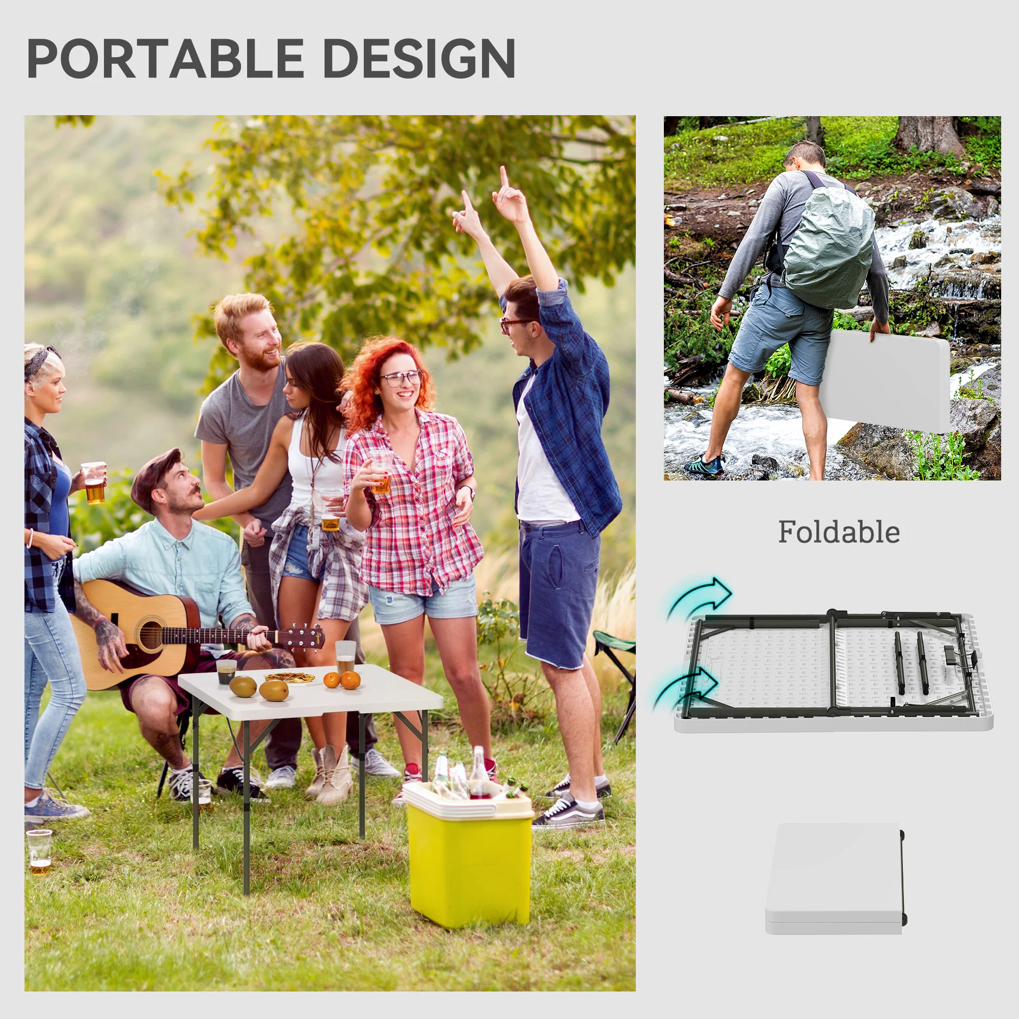 Outsunny 3ft Folding Camping Table With 2 Adjustable Height, - Image 12