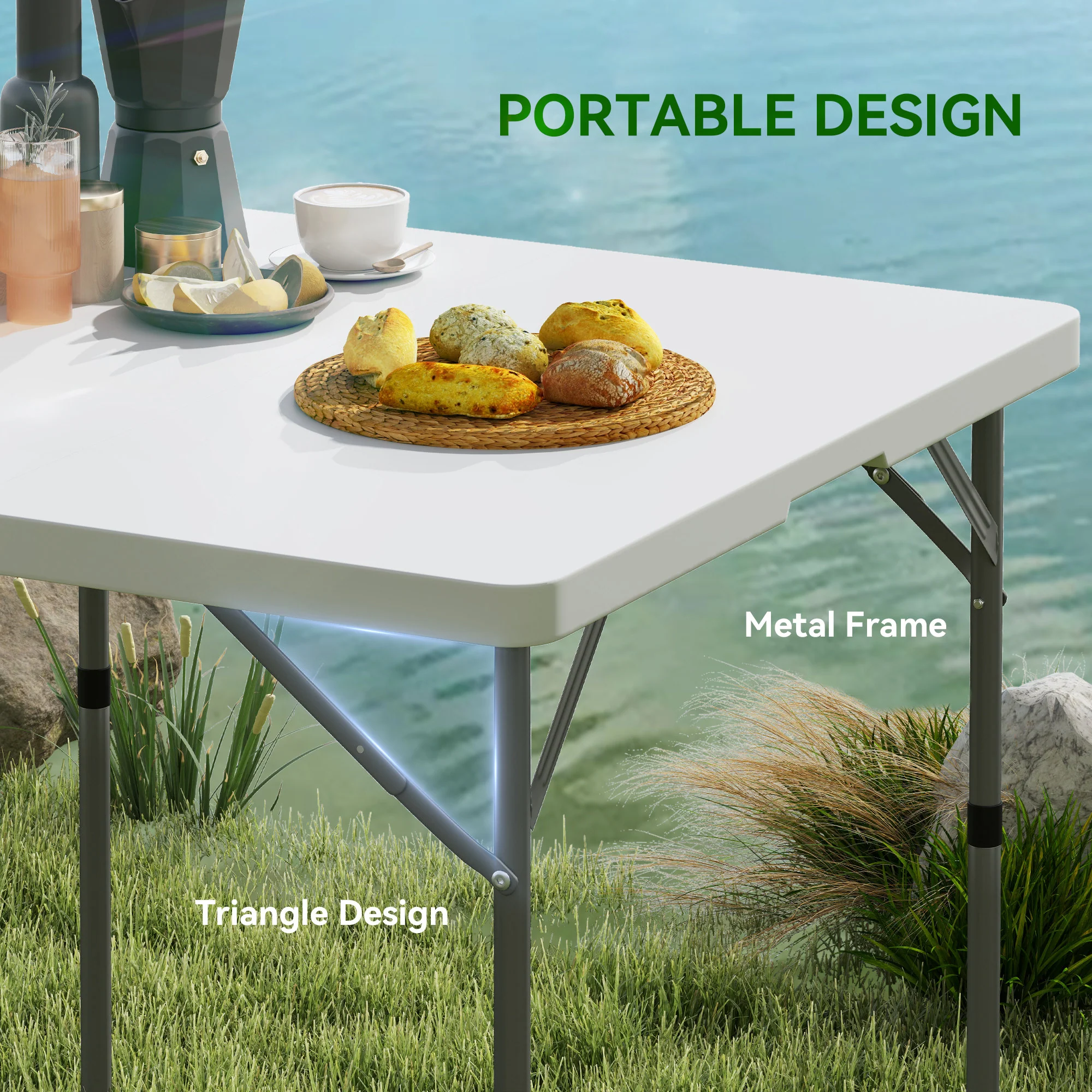 Outsunny 3ft Folding Camping Table With 2 Adjustable Height, - Image 13