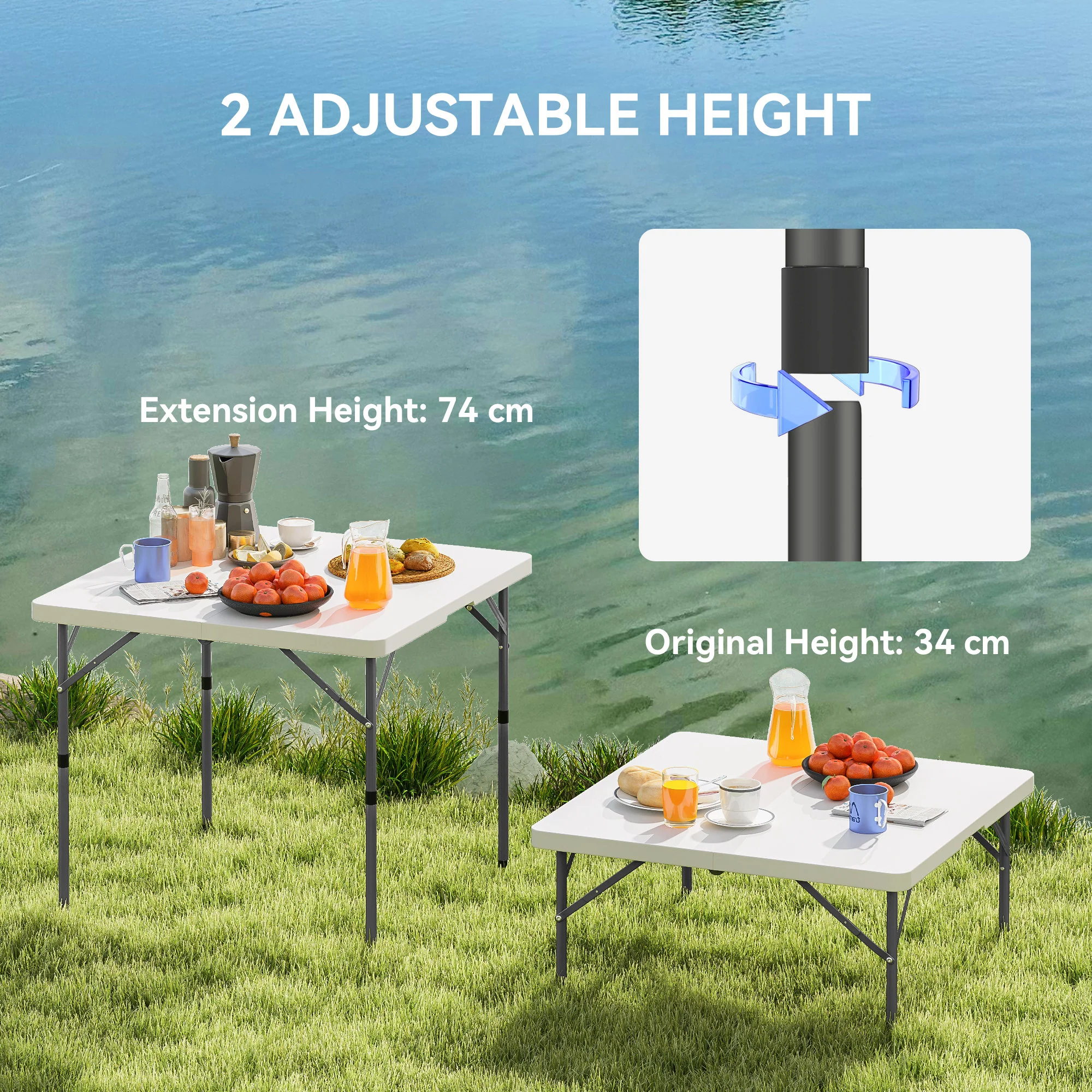 Outsunny 3ft Folding Camping Table With 2 Adjustable Height, - Image 15