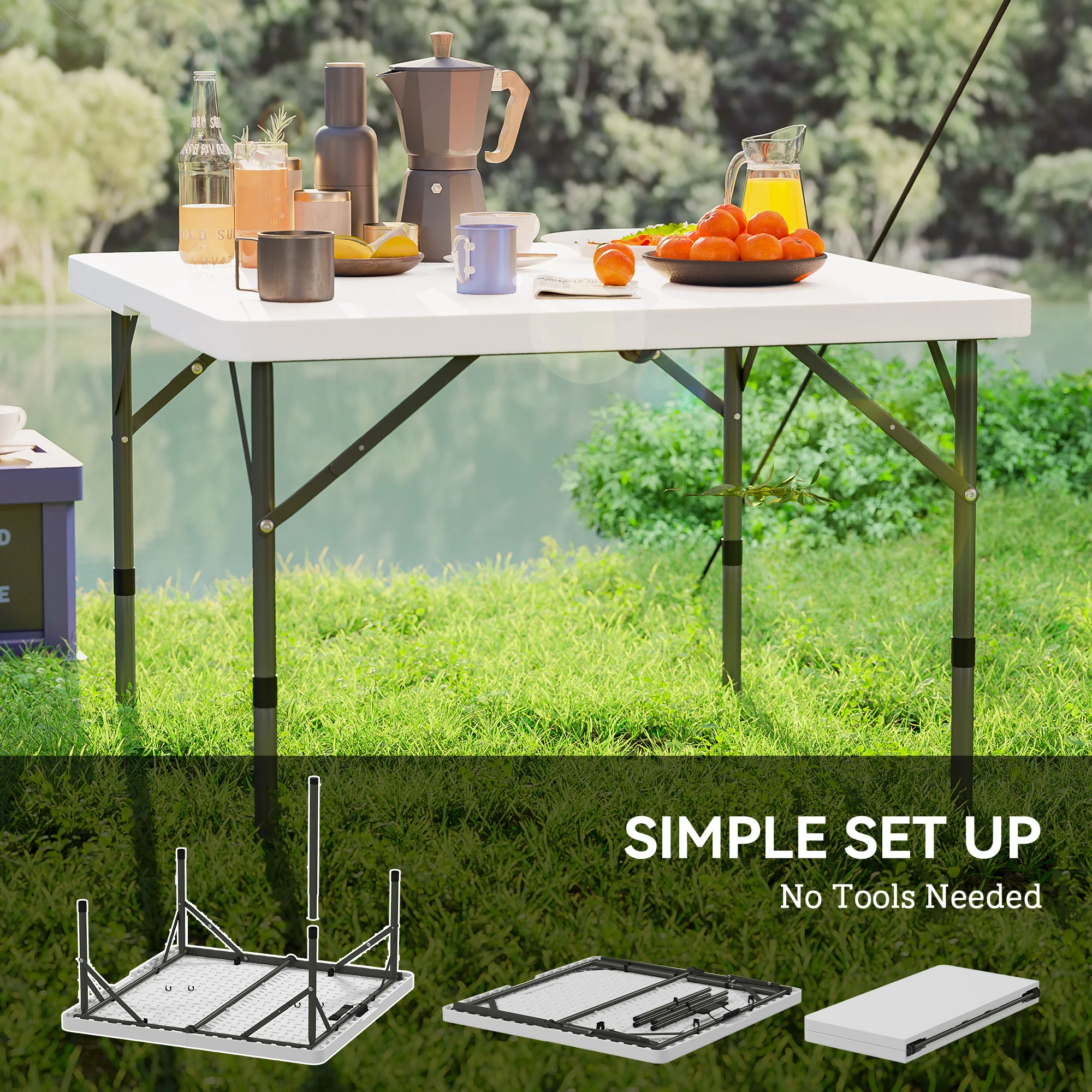 Outsunny 3ft Folding Camping Table With 2 Adjustable Height, - Image 16