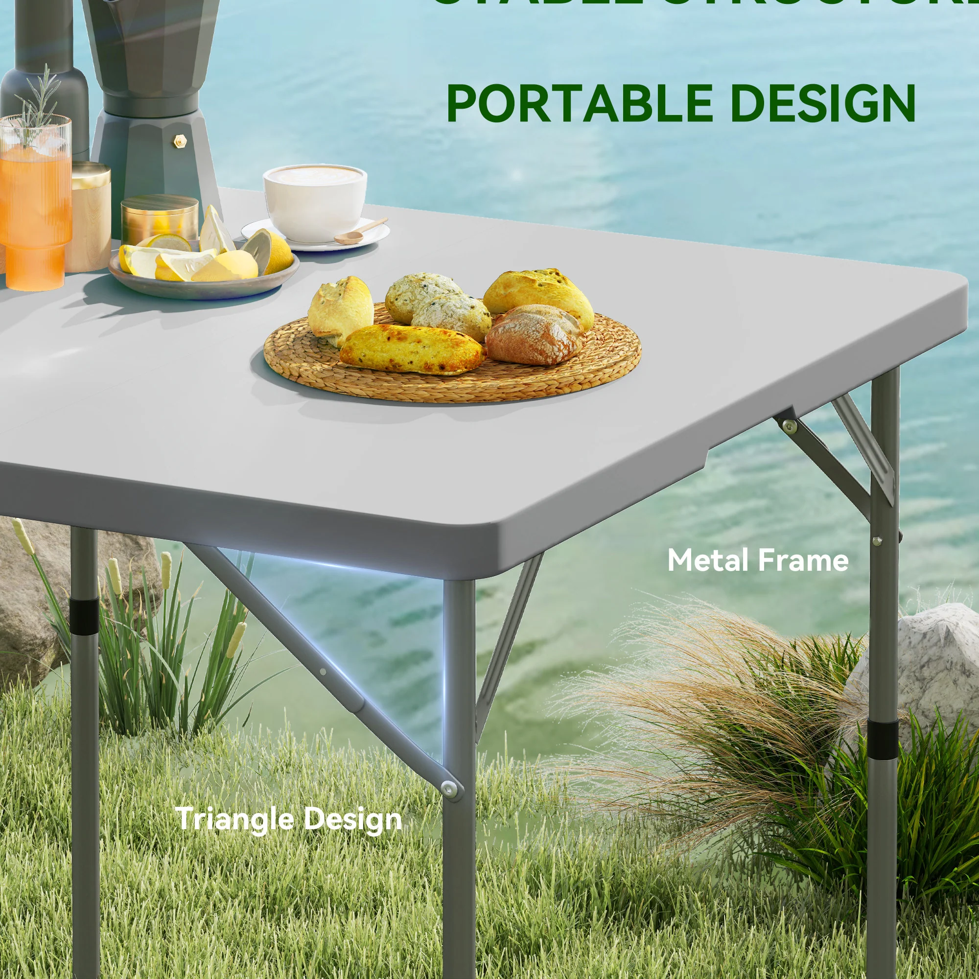 Outsunny 3ft Folding Camping Table With 2 Adjustable Height, - Image 4