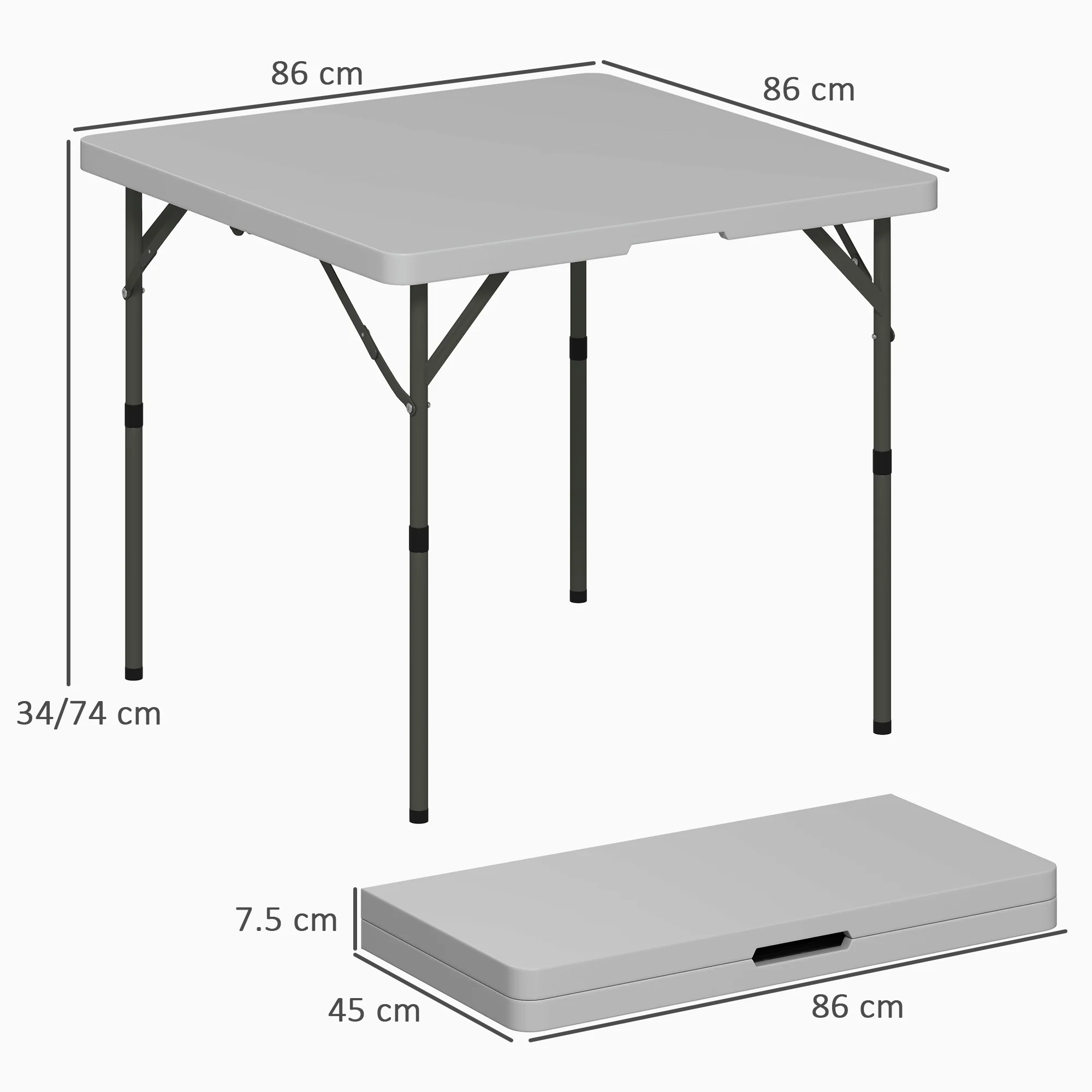 Outsunny 3ft Folding Camping Table With 2 Adjustable Height, - Image 5
