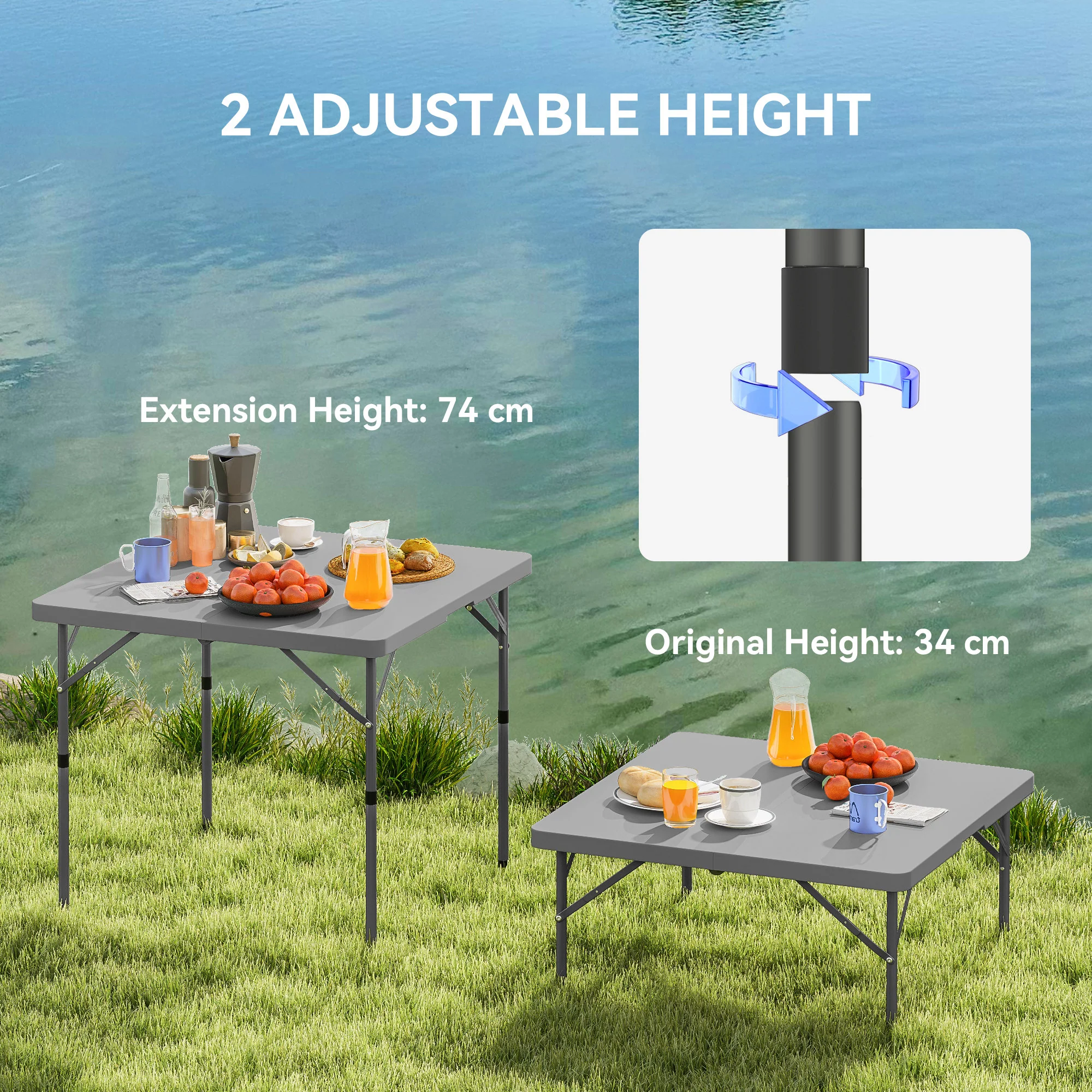Outsunny 3ft Folding Camping Table With 2 Adjustable Height, - Image 6