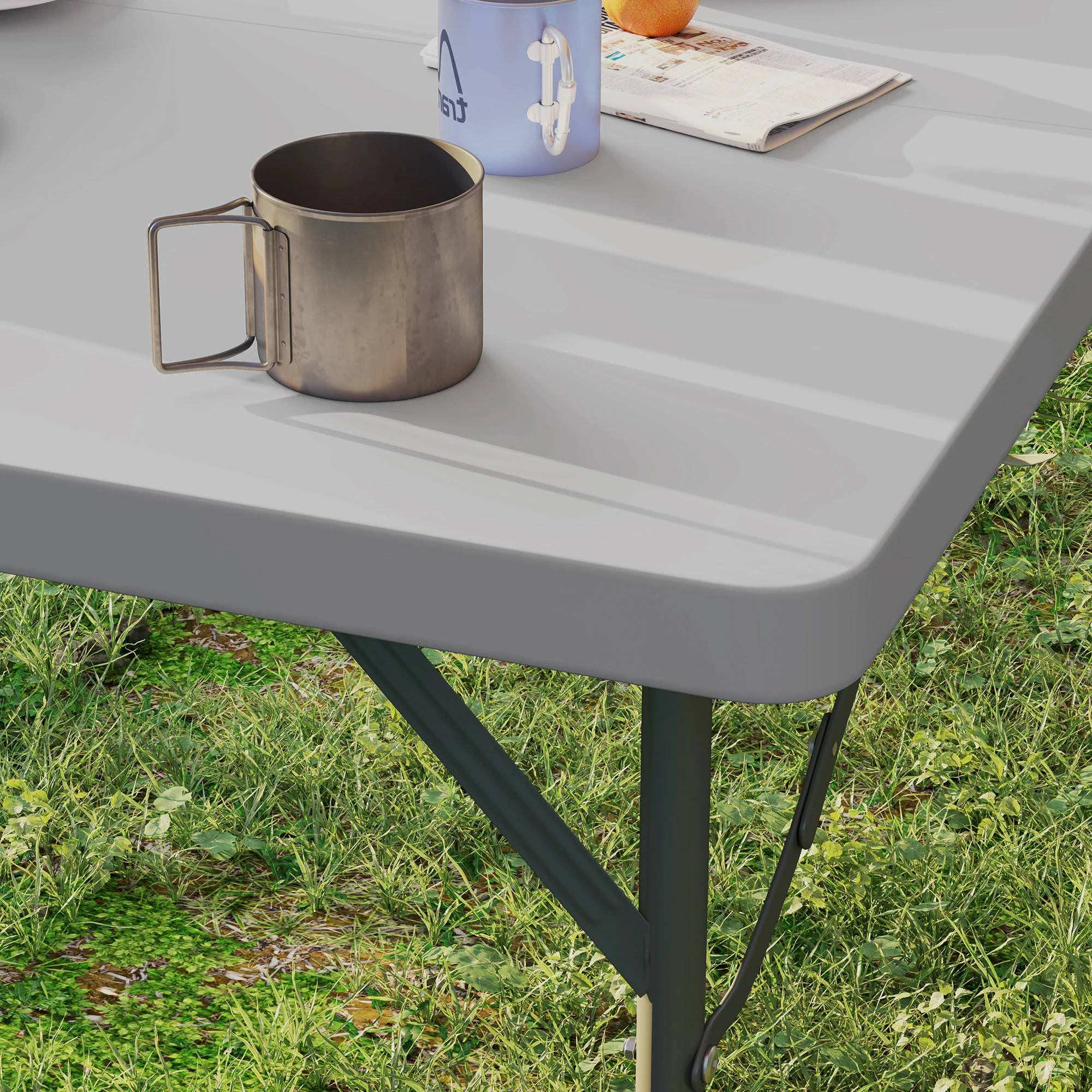 Outsunny 3ft Folding Camping Table With 2 Adjustable Height, - Image 9