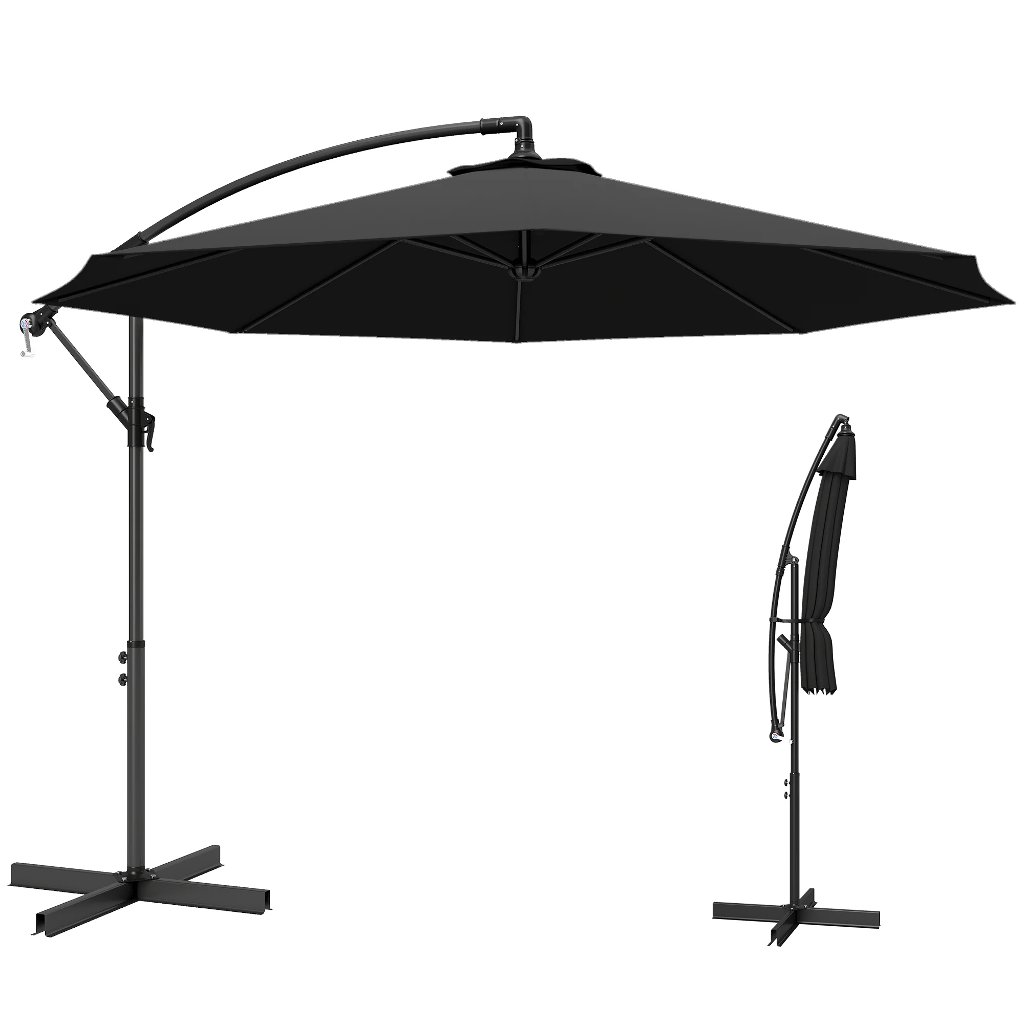 Outsunny 3(m) Banana Parasol Cantilever Umbrella Garden