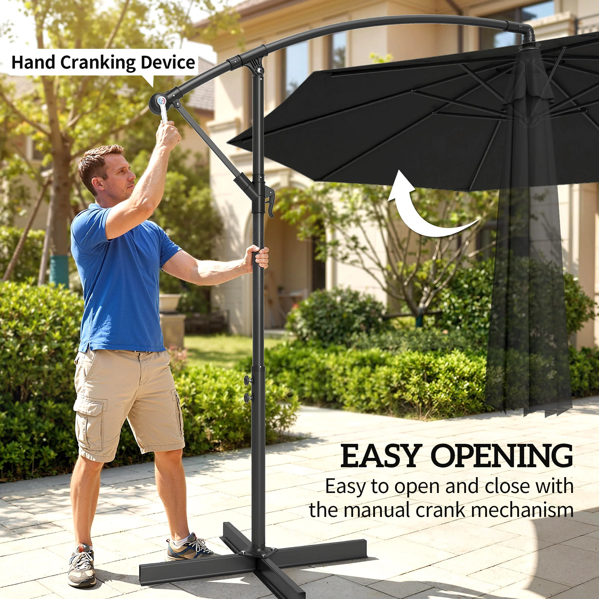 Outsunny 3(m) Banana Parasol Cantilever Umbrella Garden - Image 4