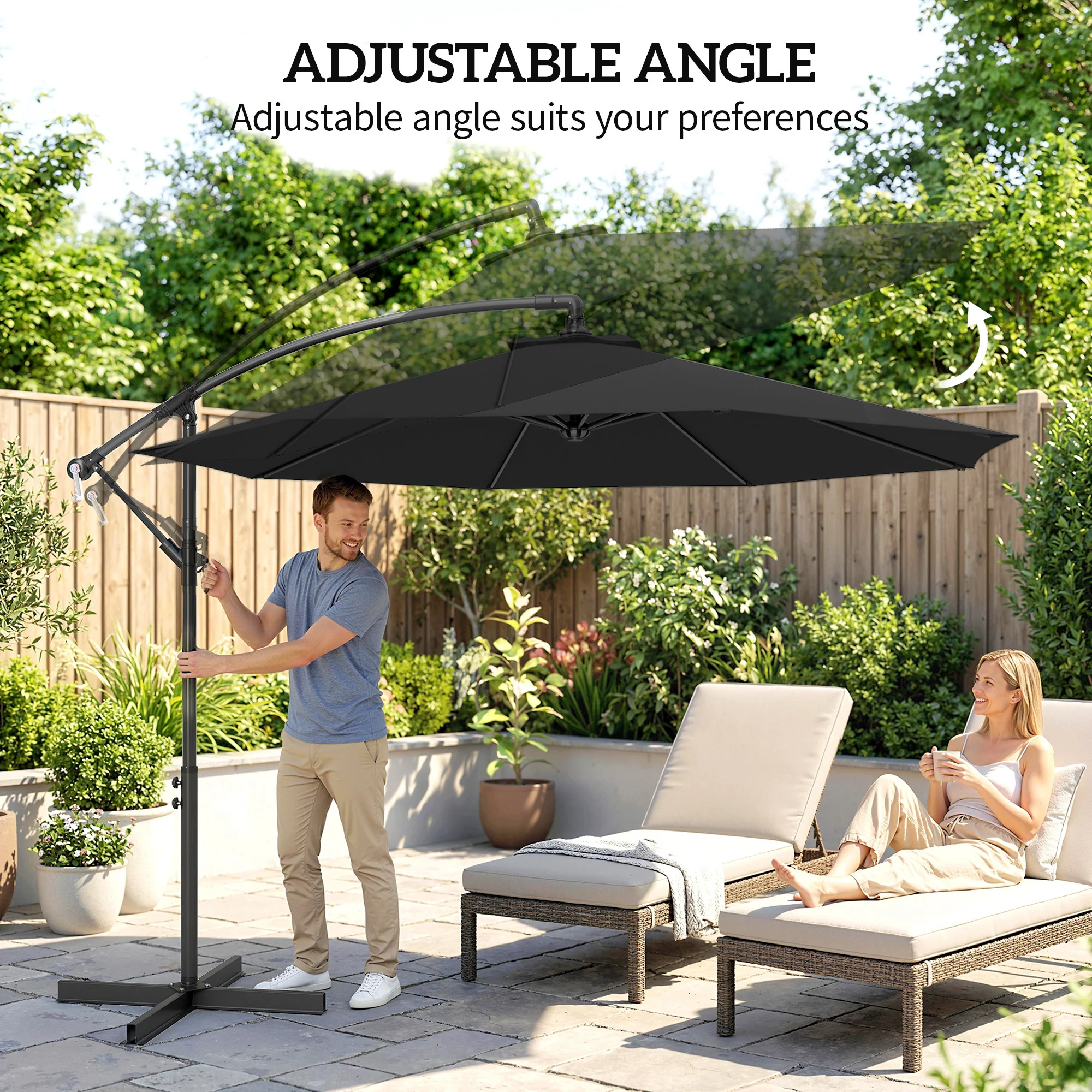 Outsunny 3(m) Banana Parasol Cantilever Umbrella Garden - Image 5